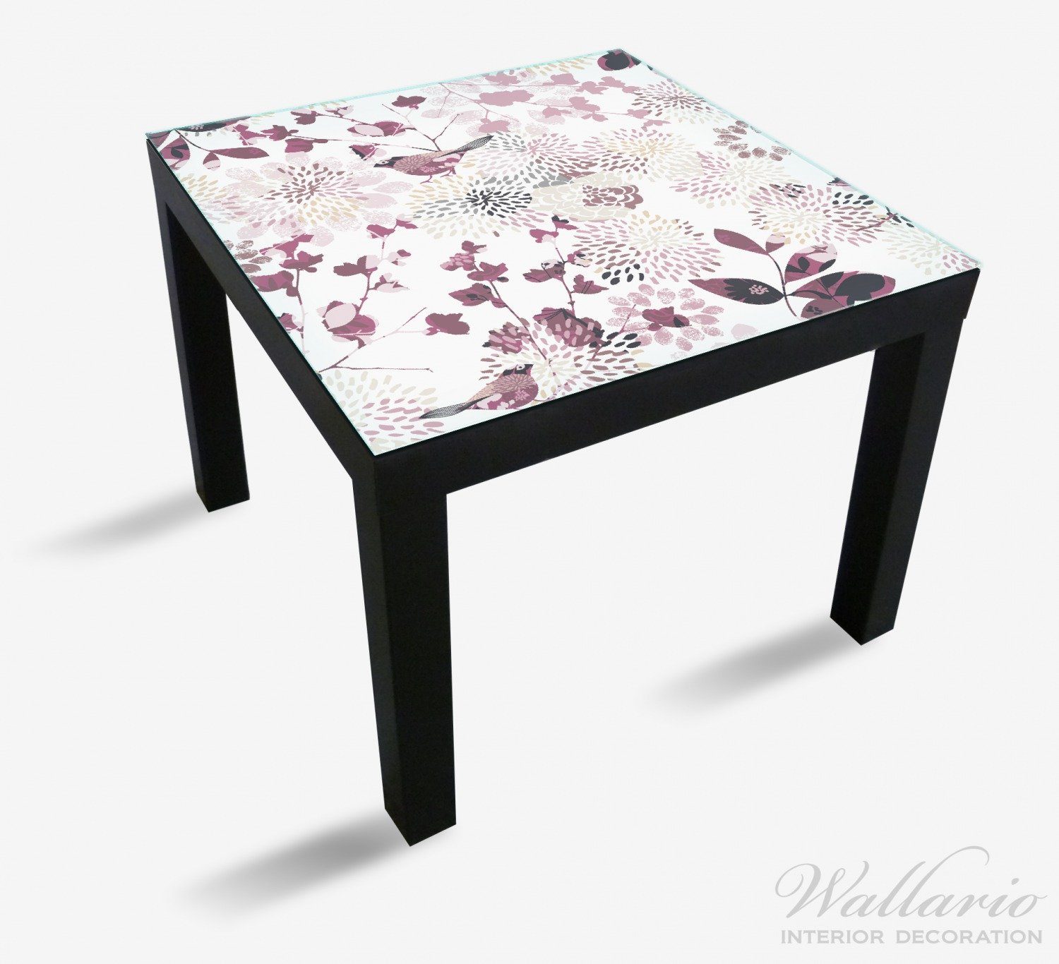 Wallario Tischplatte Blühende (1 Ikea Lack Tisch für Vögel St), geeignet