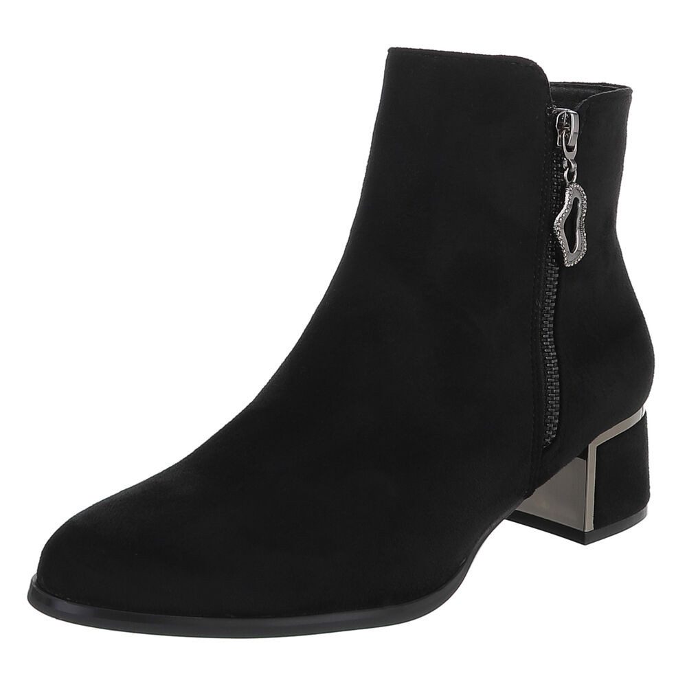 Ital-Design Elegante Stiefeletten mit Reißverschluss und Blockabsatz Stiefelette (90851828) Blockabsatz Stiefeletten in Schwarz