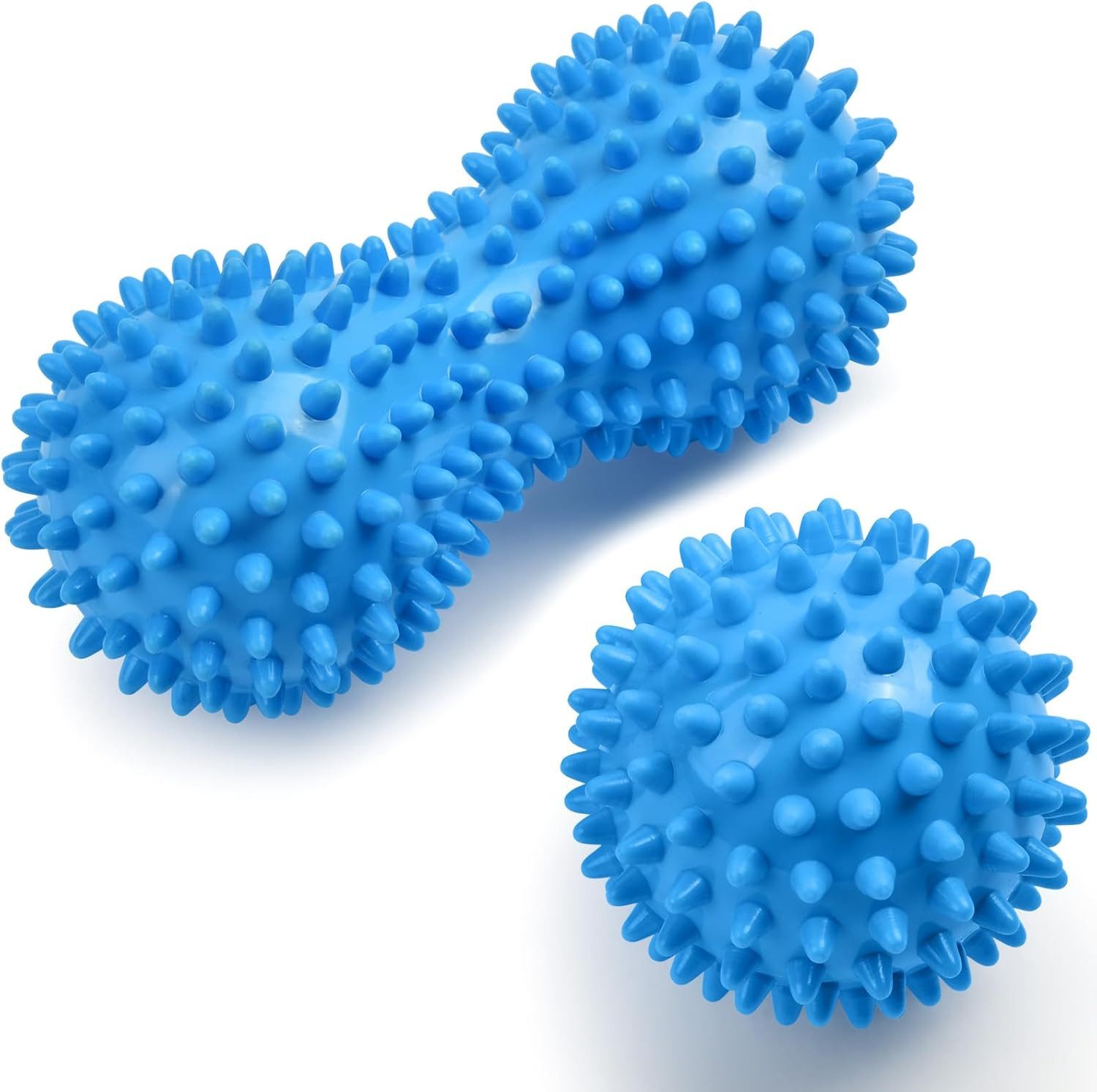 Gymnastikball Faszienball 2er Set Igelball Massageball Noppen Blau Rücken Füße