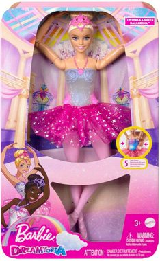 Barbie Anziehpuppe Dreamtopia, Zauberlicht Ballerina (blond), Puppe mit Leucht-Kleid