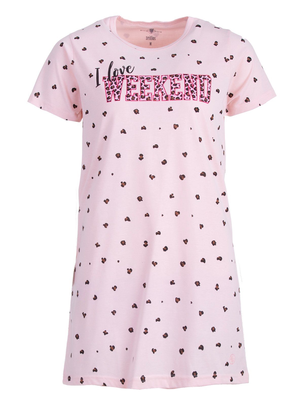 zeitlos - Nachthemd rosa Kurzarm Weekend Nachthemd