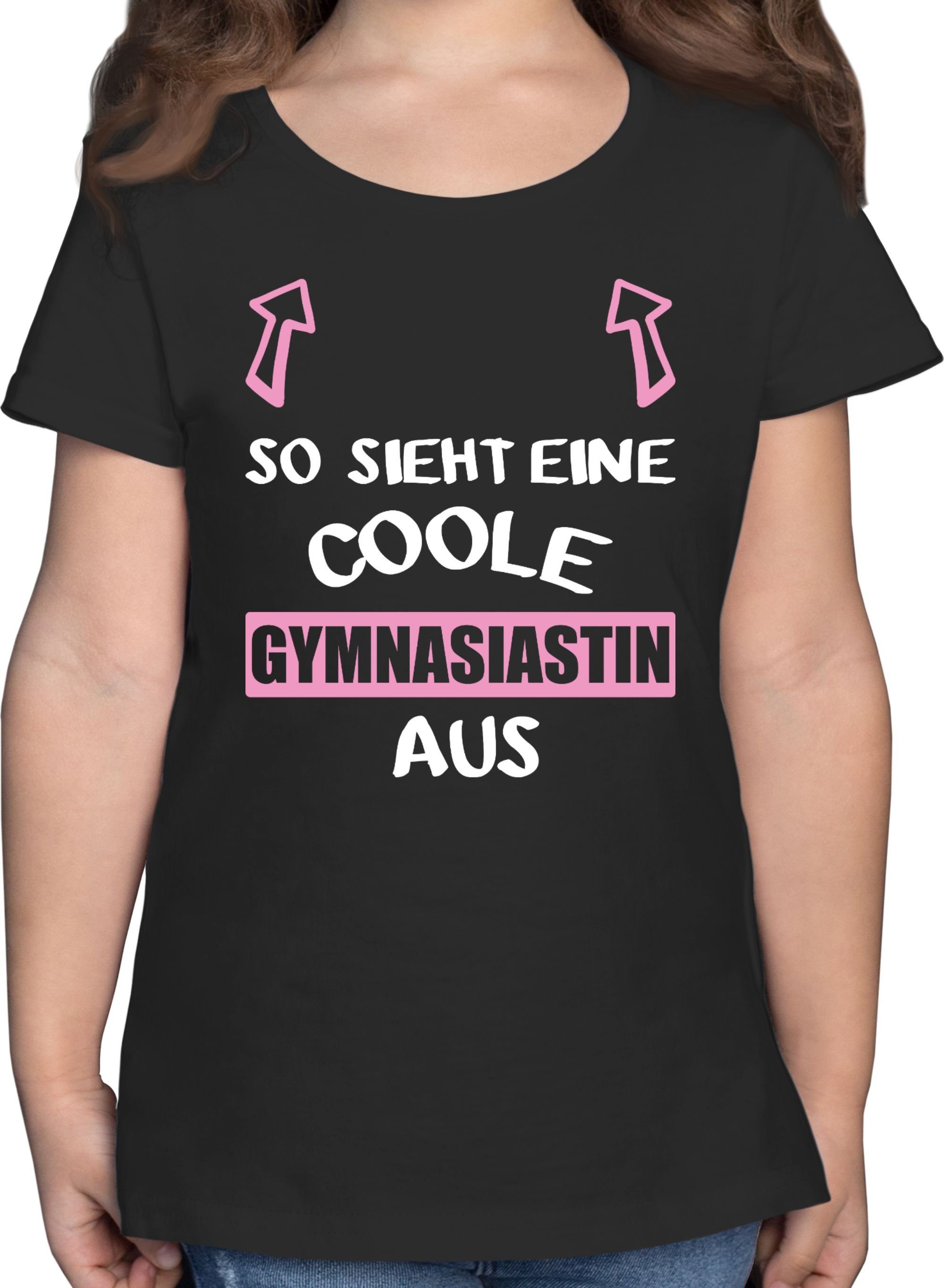 Shirtracer T-Shirt So sieht eine coole Gymnasiastin aus rosa/weiß Einschulung Mädchen 2 Schwarz