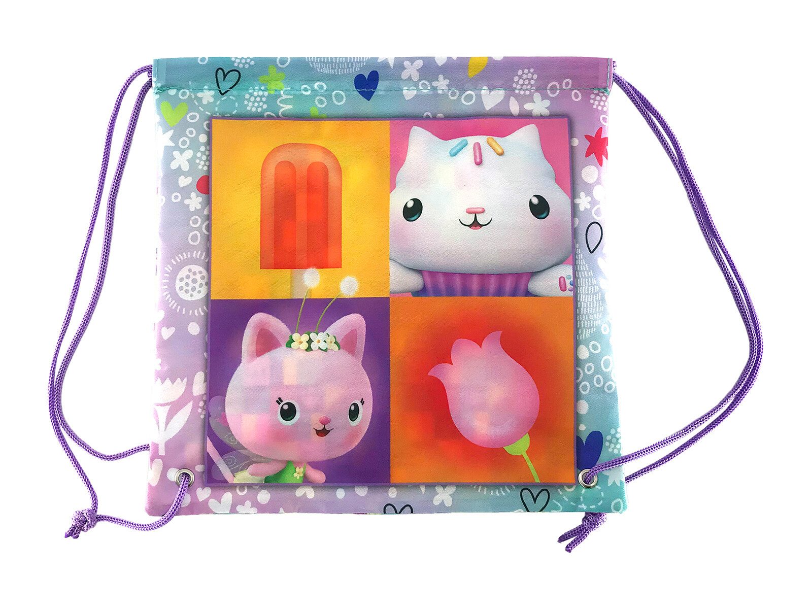 Gabby's Dollhouse Brottasche - Snackbeutel 25 × 25 × 1 cm mit Kordelzug für Schule Kindergarten, Polyester, (1-tlg)