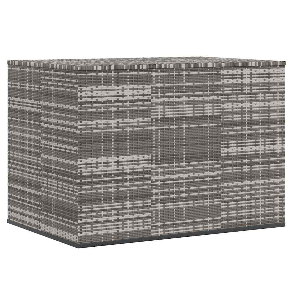 furnicato Kissenbox Garten-Grau 145 x 100 x 103 cm aus PE-Rattan (1 St), Witterungsbeständige Auflagenbox mit Gasdruckfeder und Innentasche