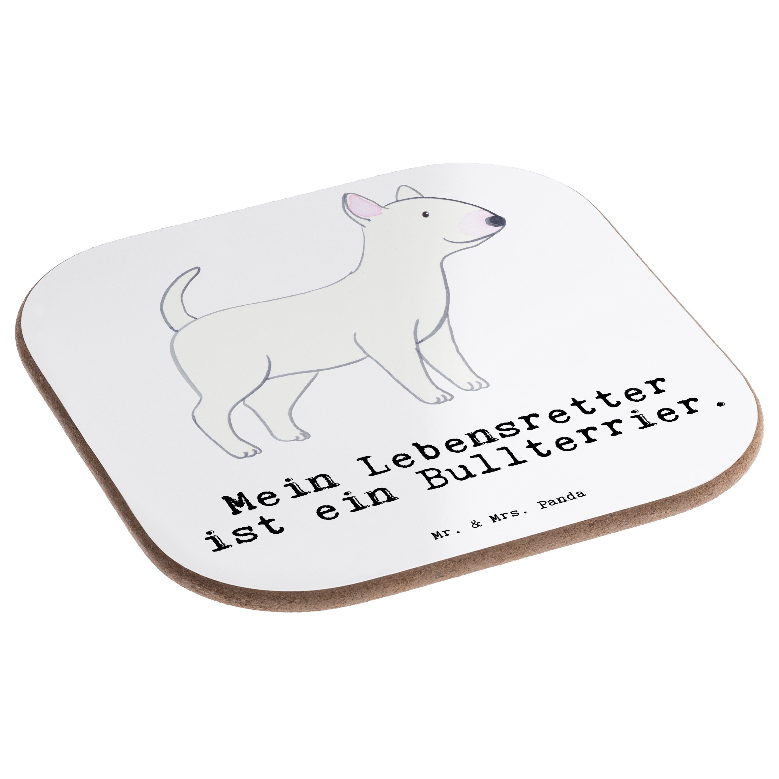 Weiß & Lebensretter Bullterrier Hund, Mr. 1-tlg. - Getränkeuntersetzer, Panda Mrs. Geschenk, Getränkeuntersetzer -