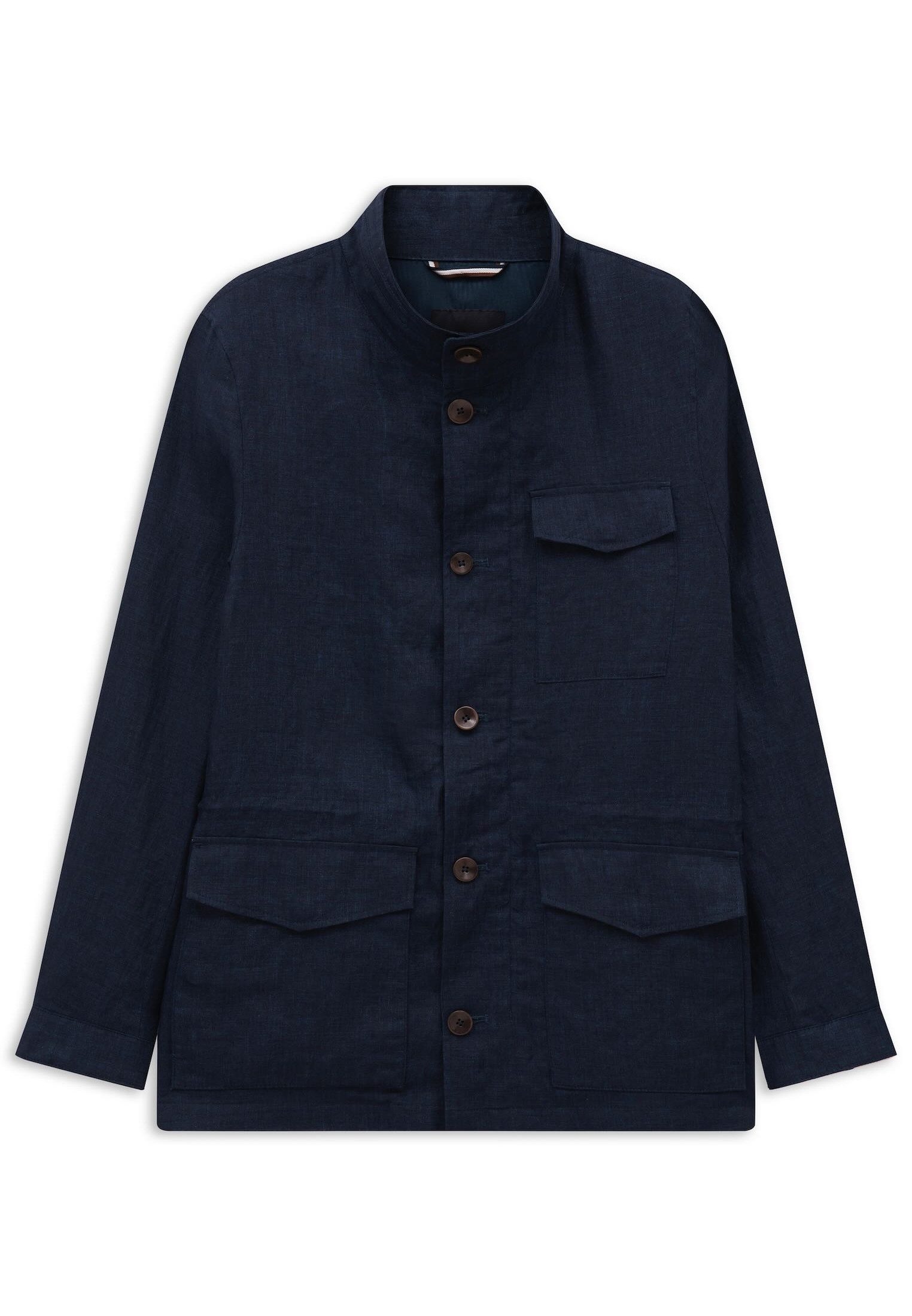 bugatti Kurzjacke Regular Fit Pure linen mit Stehkragen