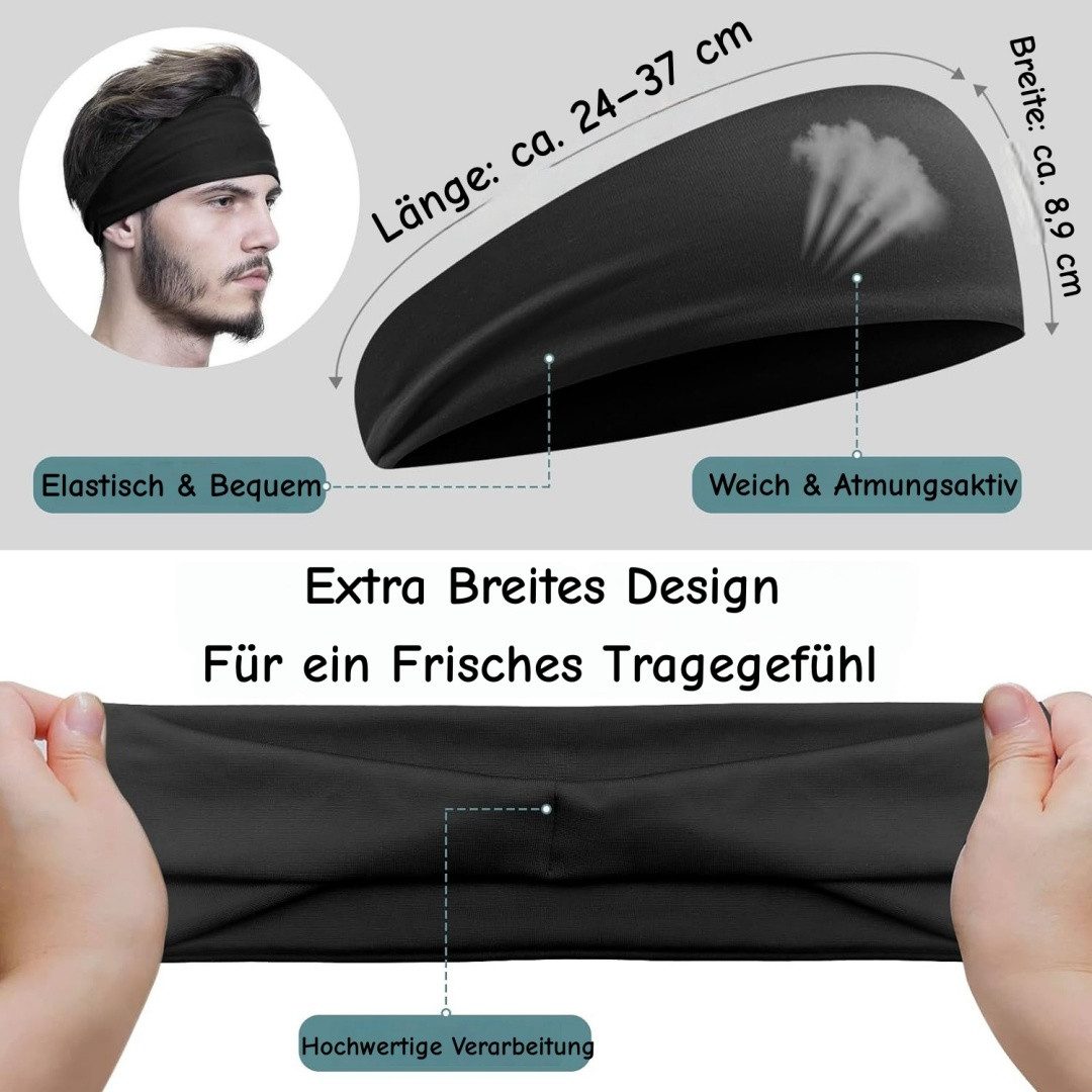 Zaewry Stirnband 4 Pack Haarband Haarbänder Damen Herren Sport (Antirutsch Stirnbänder Elastisch Headband, 4-St) Unisex Hair Band Sport Yoga Workout Laufen Fitn – Bild 2 von 5