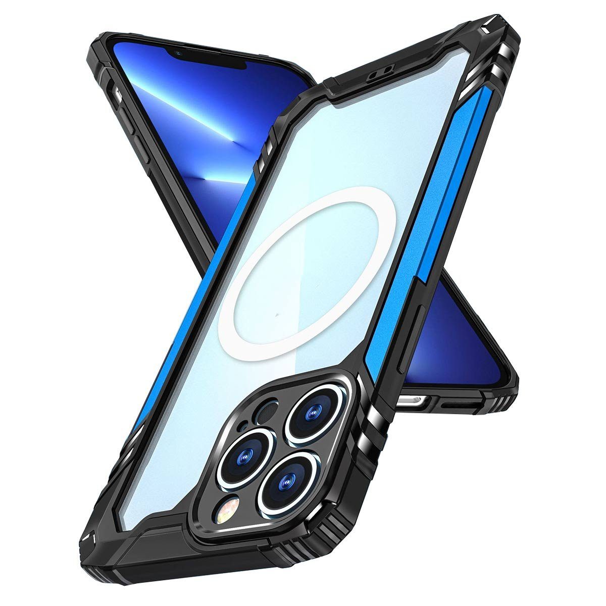 Wigento Smartphone-Hülle Für Apple iPhone 14 Pro Electroplating TPU Hülle  Tasche Schutz Blau