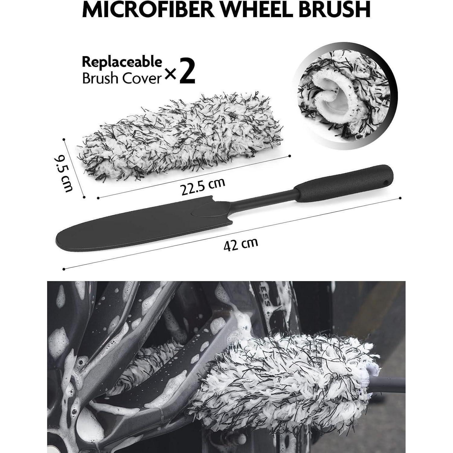 LuxusKollektion Autowaschbürste Autoreinigungsset Felgenbürste Reifenbürste 7 PCS-WDK002