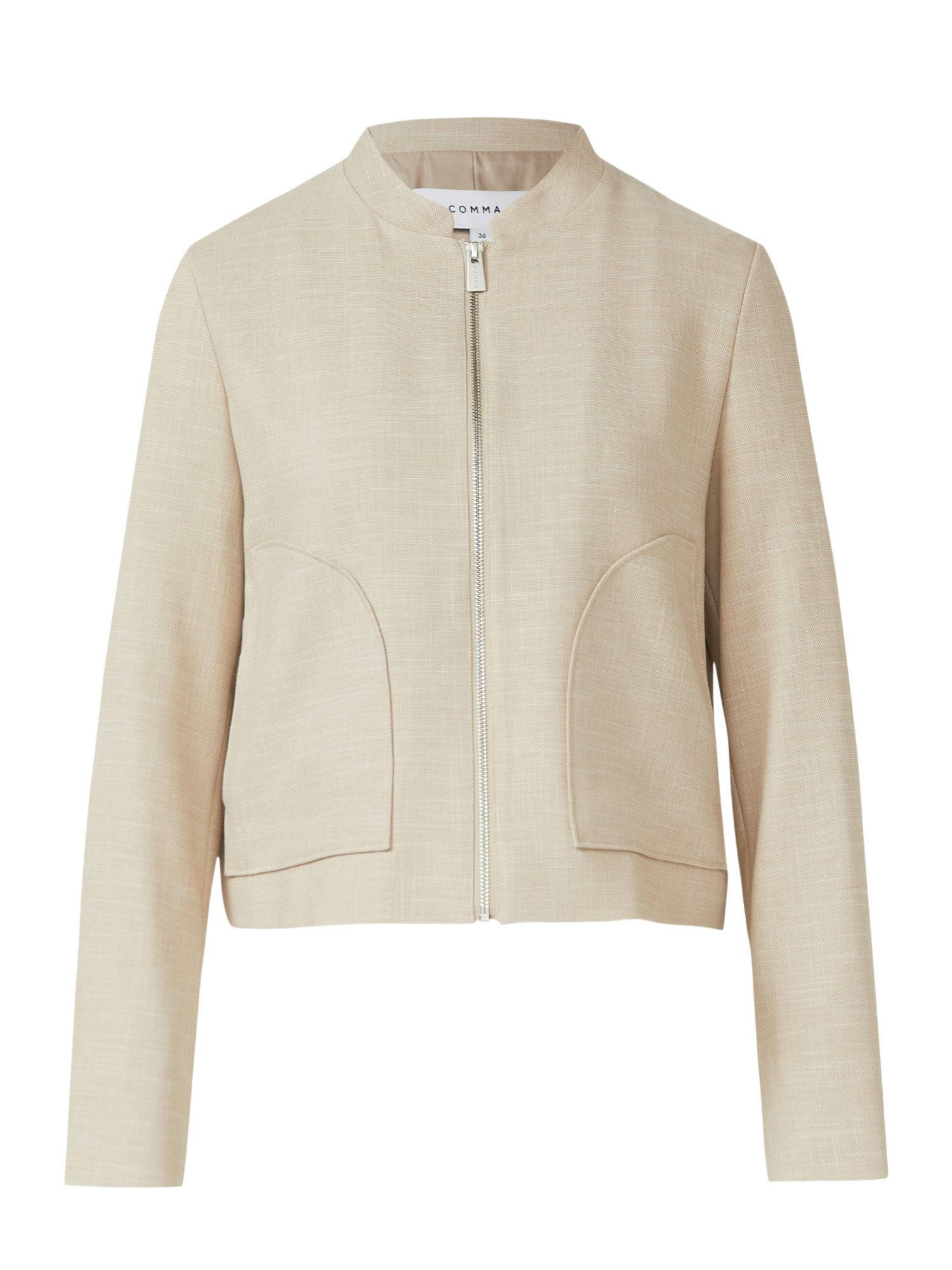 comma Kurzjacke natur,Casual,Polyester,Unifarben,Collegekragen,Lang,Boxy Fit