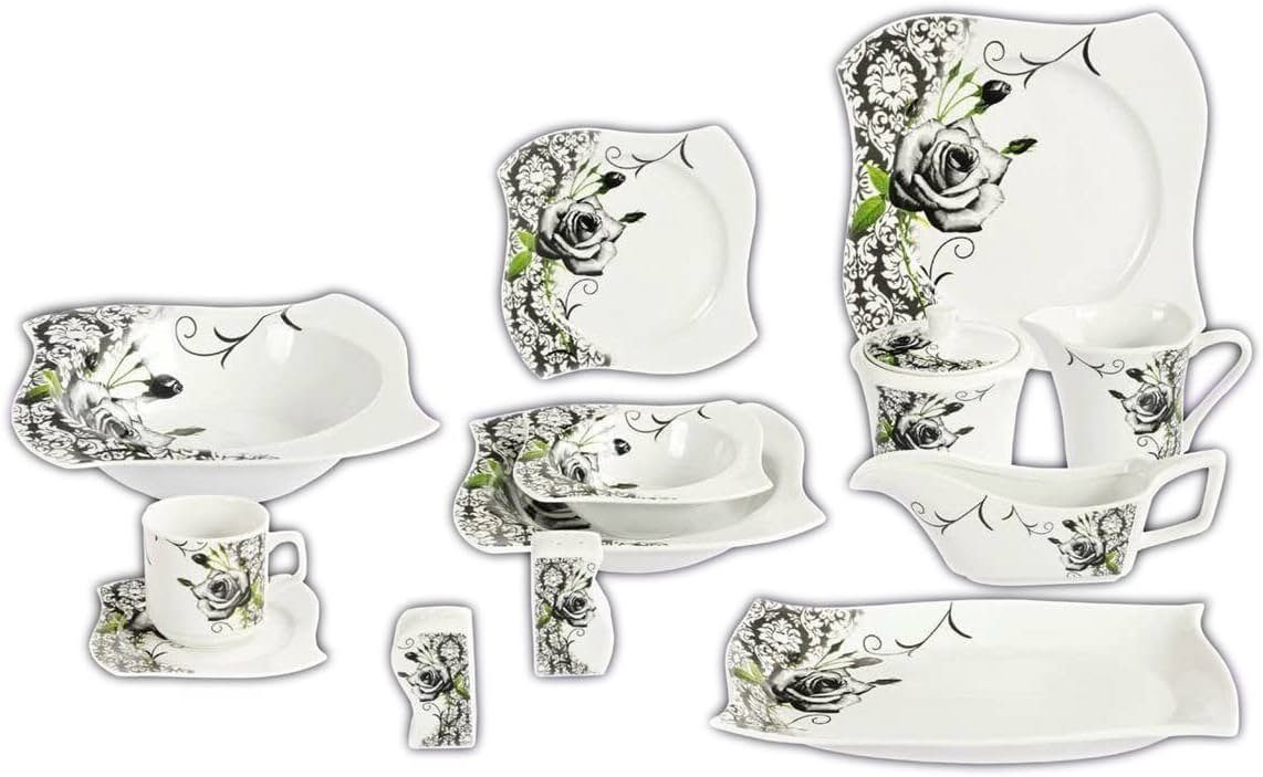 Tullip Kombiservice (43-tlg), 6 Personen, Geschirr-Set, Tafelservice, Kaffeeservice, Designed in Germany