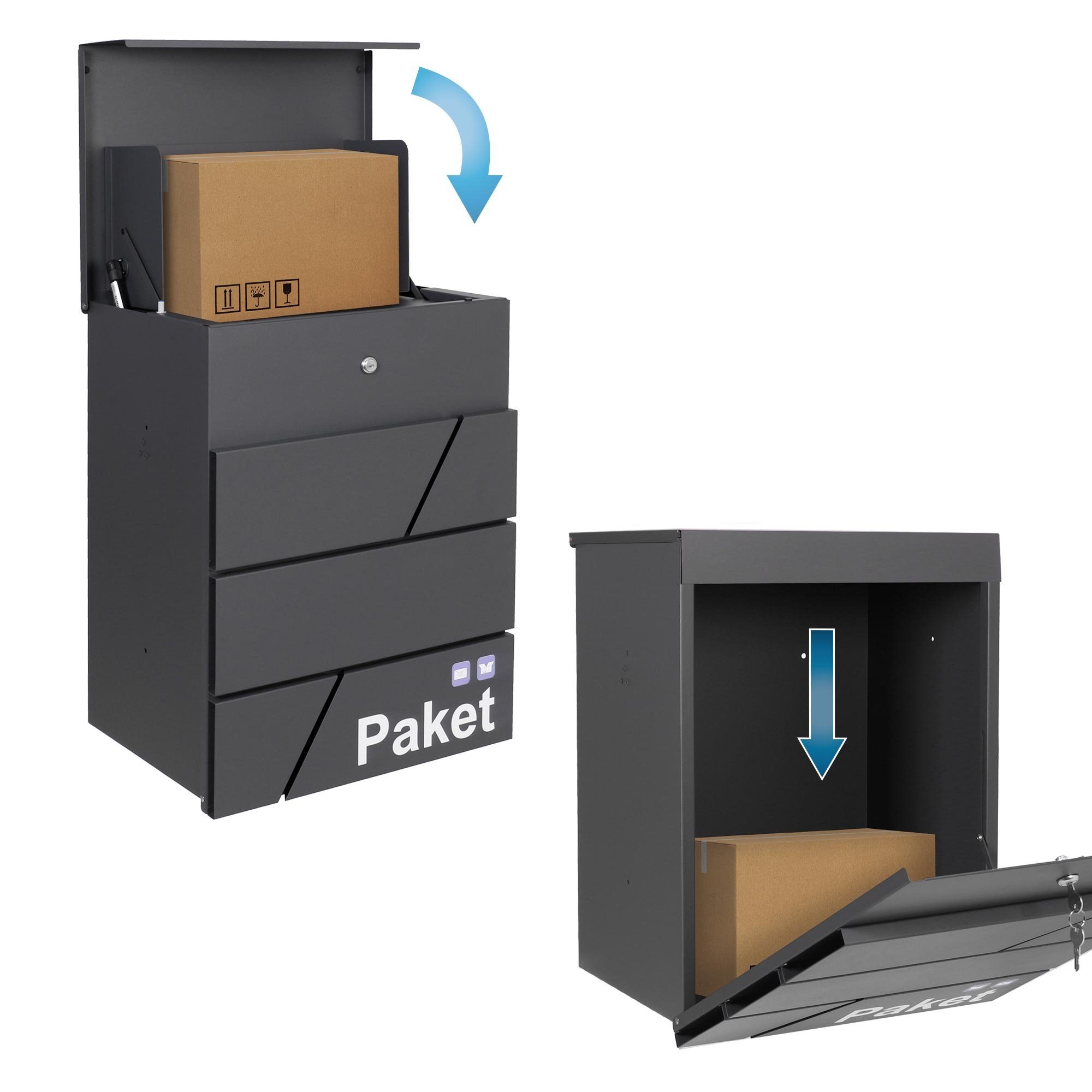 Paketbriefkasten Paketbriefkasten ML-DESIGN Ständer cm Anthrazit mit verzinktem 44x35x58 aus