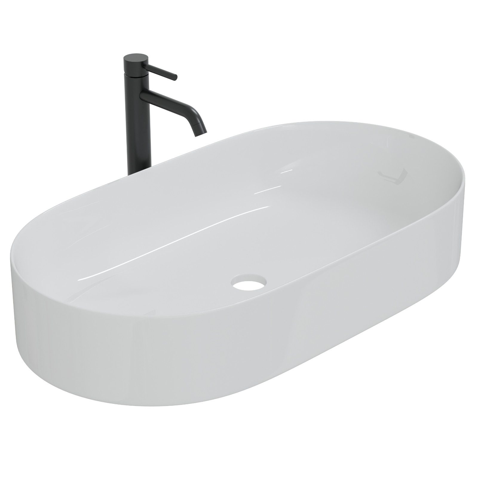 HAGO Aufsatzwaschbecken Keramik 60x38cm oval weiß schmaler Rand kratzfest W günstig online kaufen