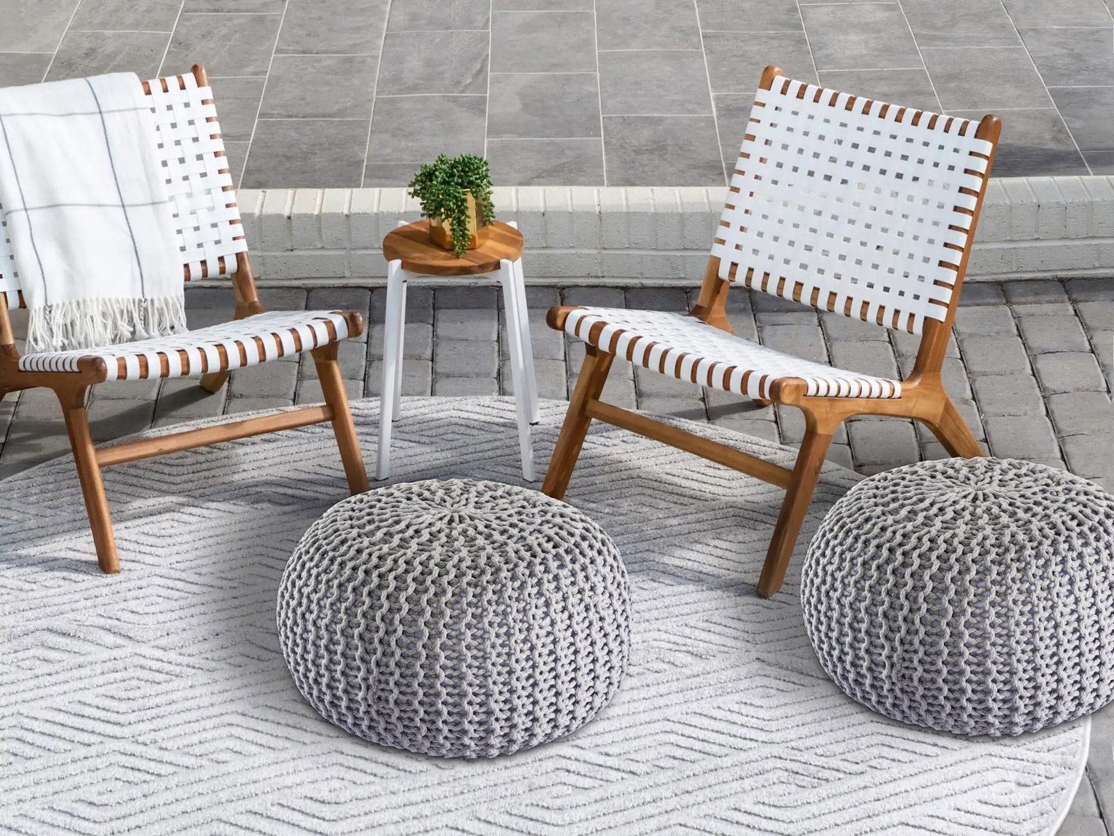 Amagohome Gartenlounge-Hocker PREMIUM Sitzhocker Pouf ø günstig online kaufen
