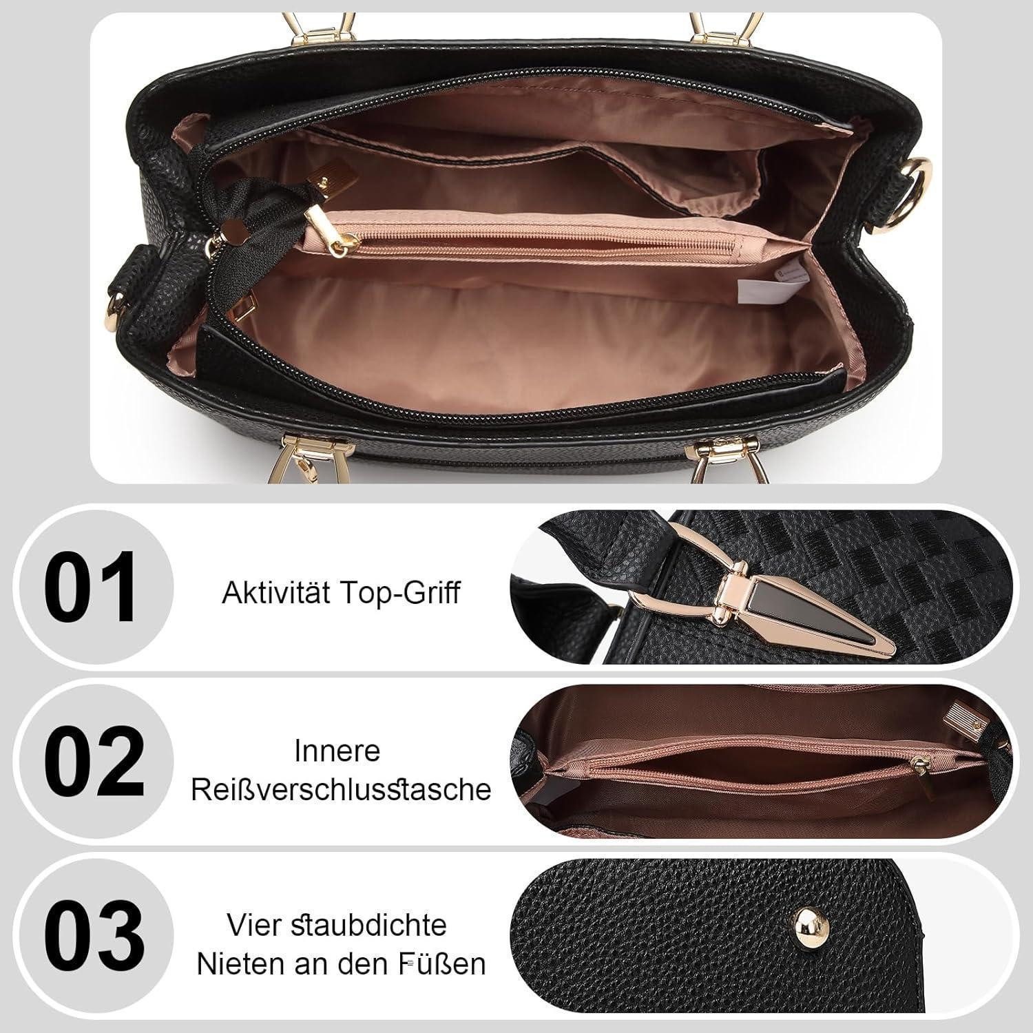 LuxusKollektion Henkeltasche Handtasche Damen Henkeltasche Lychee Innentasc günstig online kaufen