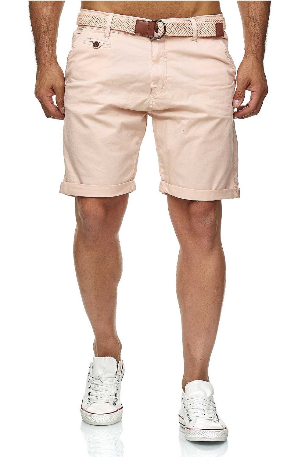INDICODE Shorts Herren kurze Hose mit Gürtel - Conor - Aus Baumwolle - Regular Fit Freizeithose - Sportlich eleganter Look - Bequemes Stretch Material