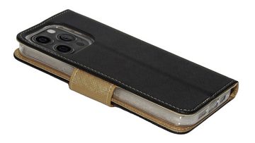 cofi1453 Handyhülle Buch Tasche für iPhone 14 Pro Max Schwarz-Gold 6,69 Zoll, Kunstleder Schutzhülle Handy Wallet Case Cover mit Kartenfächern, Standfunktion