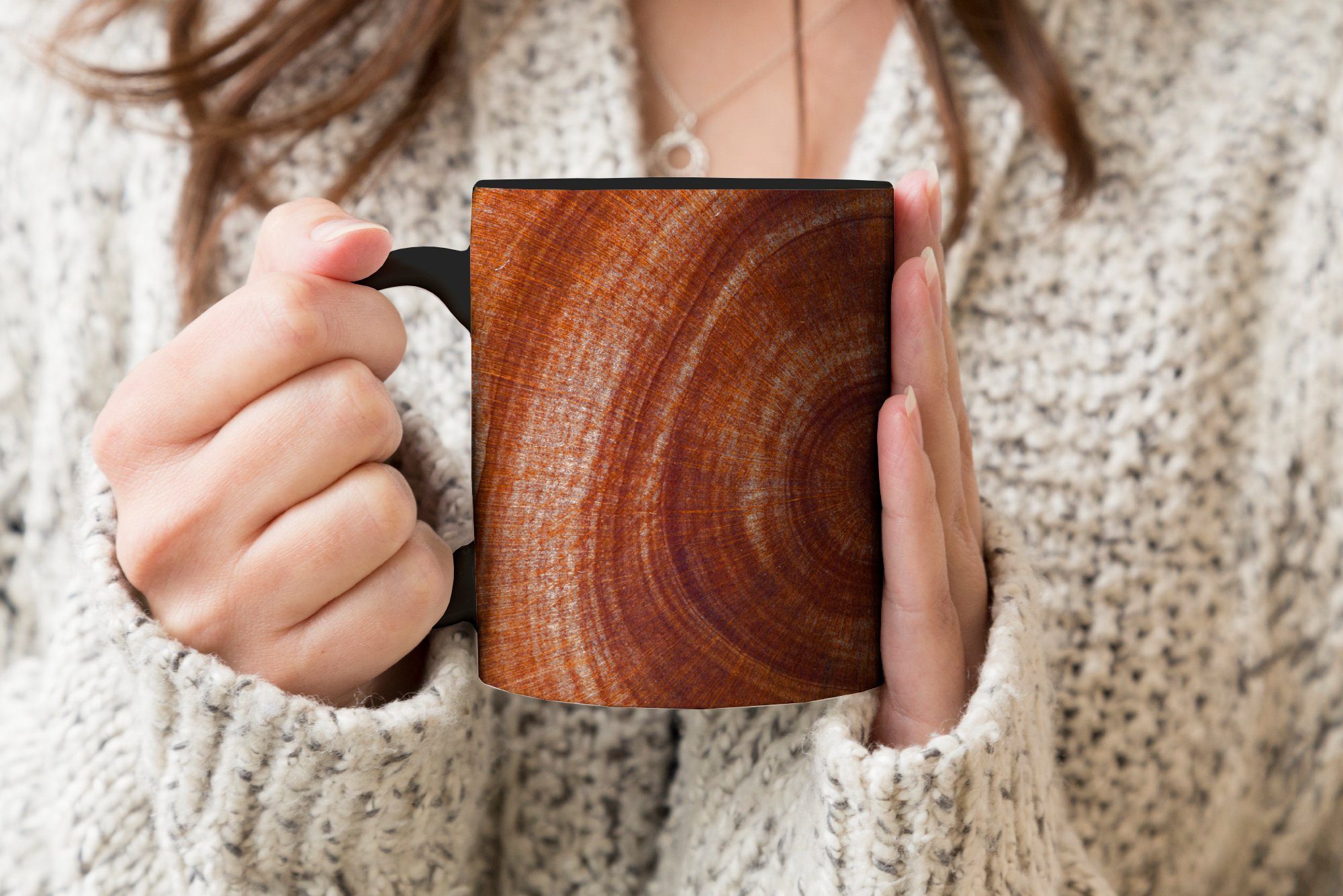 Kreis Teetasse, Kaffeetassen, Geschenk Tasse MuchoWow Ringe, - Keramik, - Zaubertasse, Holz Farbwechsel,