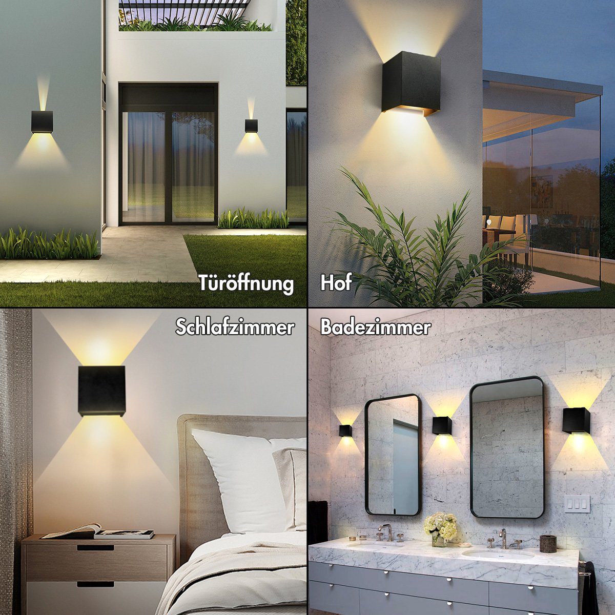 Wohnzimmer 12W Schlafzimmer Badezimmer LED 7Magic Innen/Außen, Wandlampe, Flure Außenbereiche für Wandleuchte