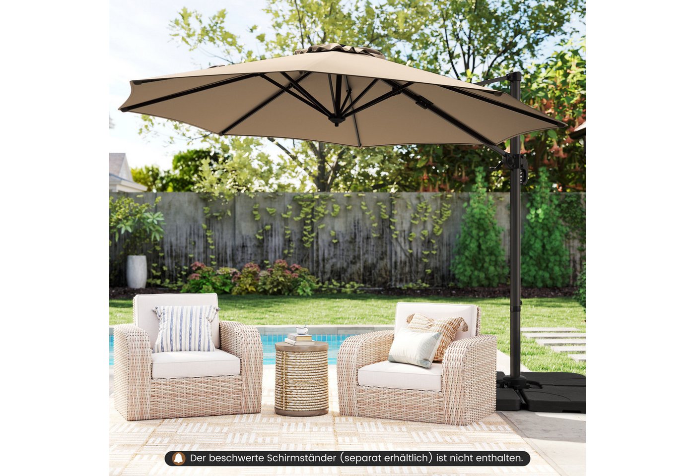 Thumbnail - KOMFOTTEU Sonnenschirm, Terrassenschirm mit Kurble, 360°drehbarer Gartenschirm