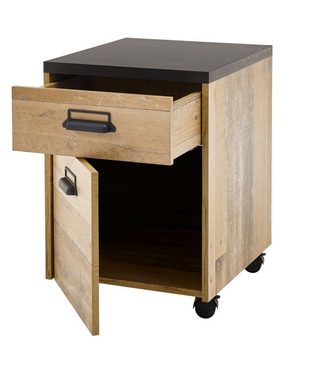 Furn.Design Schreibtisch Stove (Set inklusive Rollcontainer, 2-St., Used Wood Vintage Design), mit Soft-Close