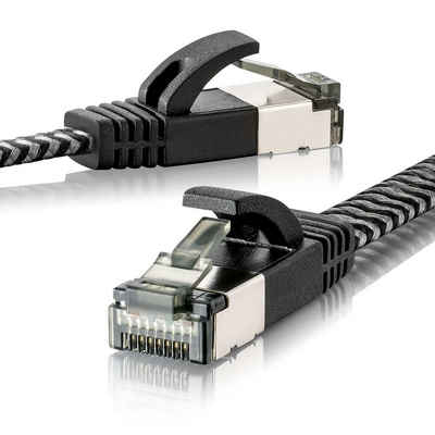 SEBSON »LAN Kabel 2m CAT 7 flach - Netzwerkkabel 10 Gbit/s - RJ45 Stecker - Ethernet Kabel U-FTP abgeschirmt« Netzkabel, (200 cm)