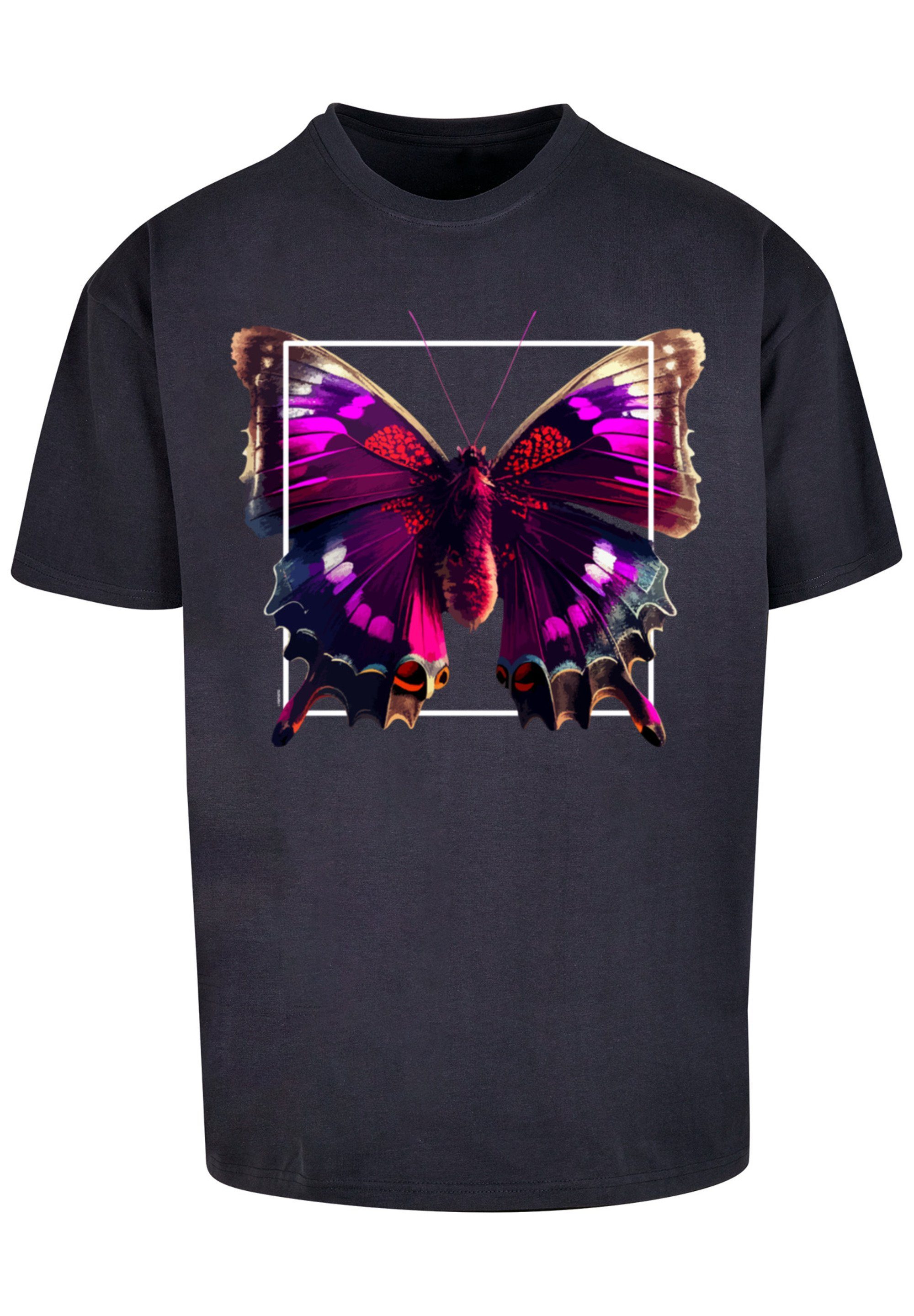 F4NT4STIC OVERSIZE T-Shirt Print Pink navy TEE Schmetterling
