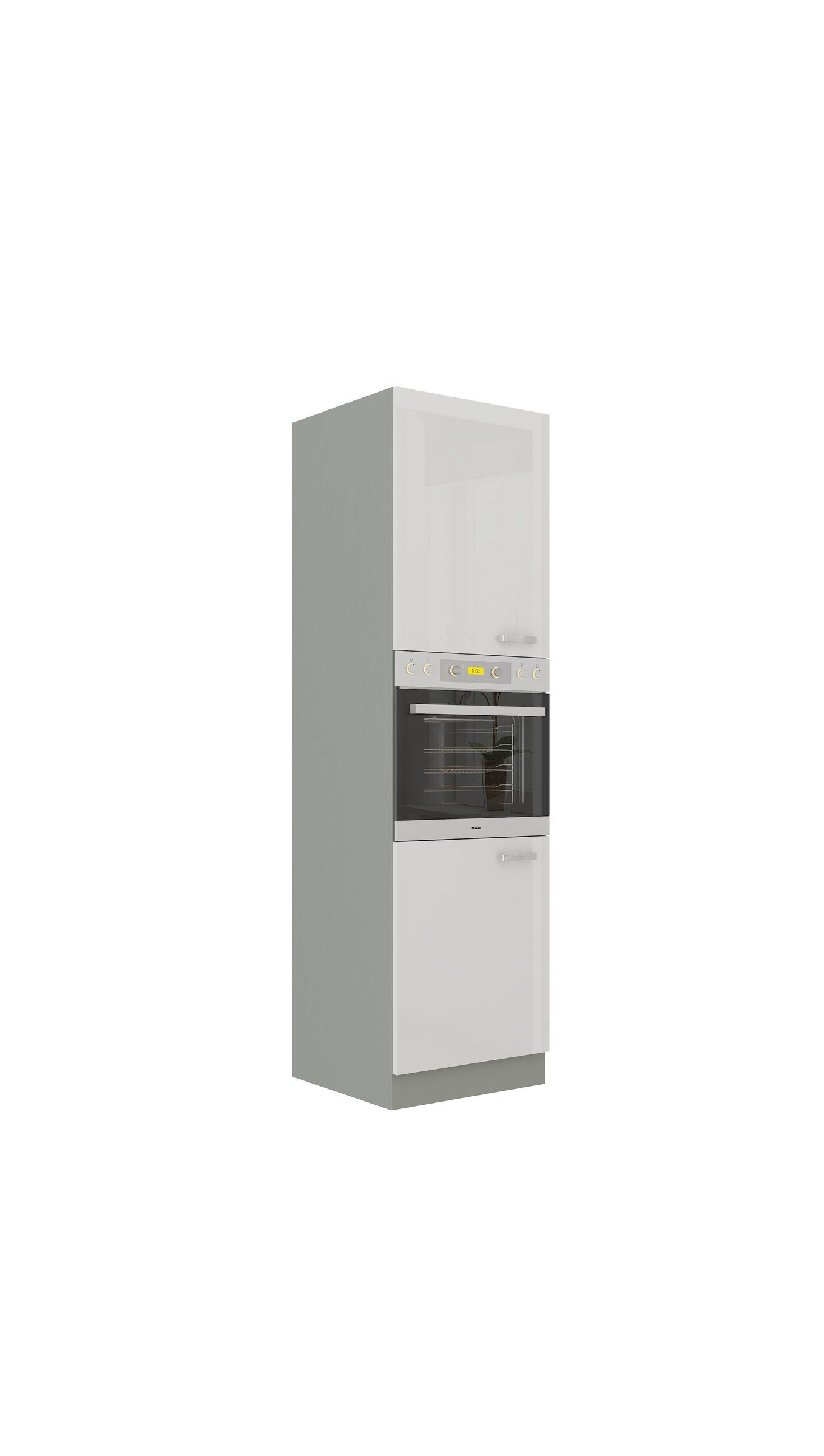 + Küchenzeile Weiß 60 cm Küchenblock Bianca Küche Hochschrank Grau Küchen-Preisbombe Hochglanz