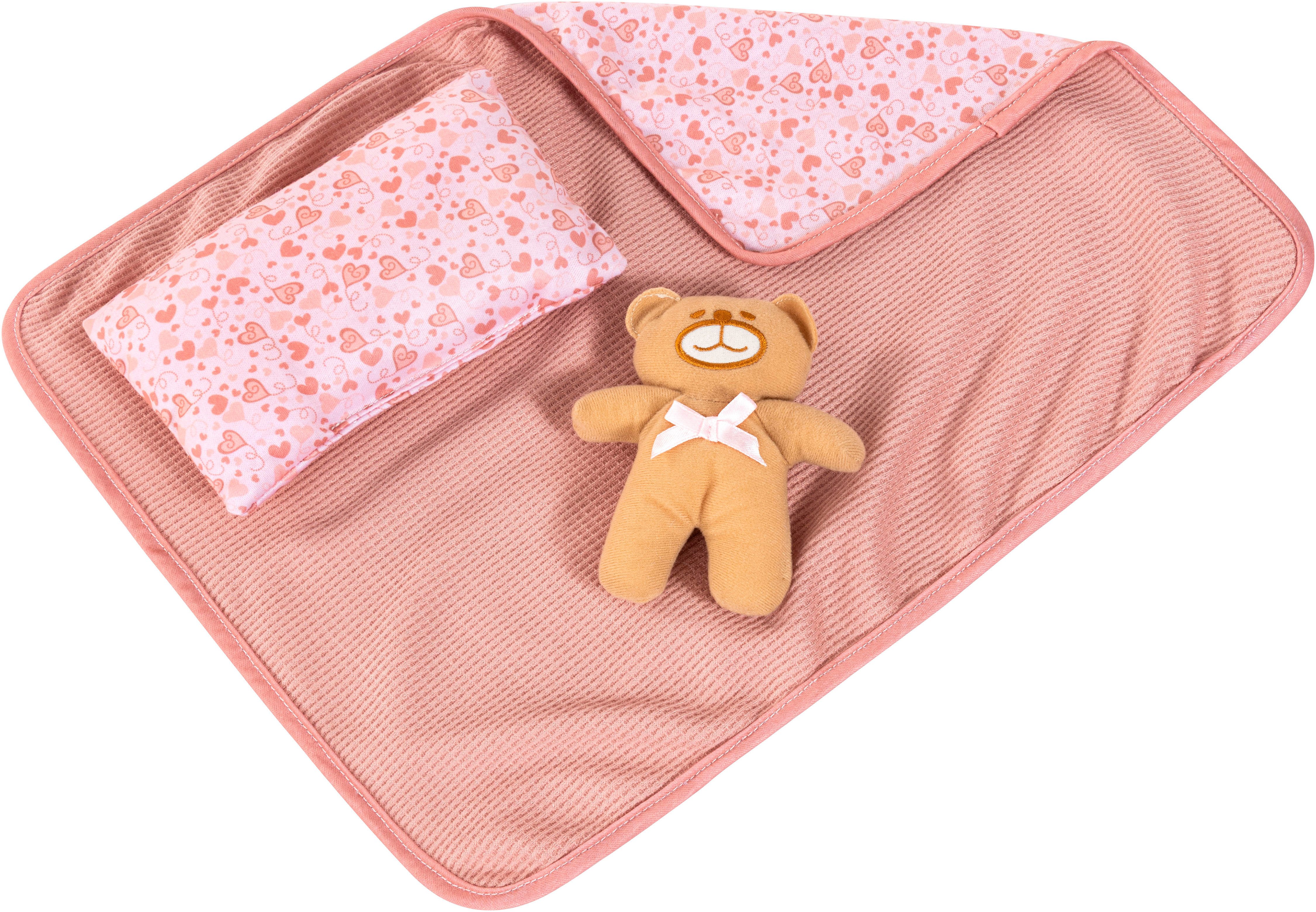 Bayer Babypuppe Reborn 38 cm Set braun, sieht aus wie ein echtes Baby