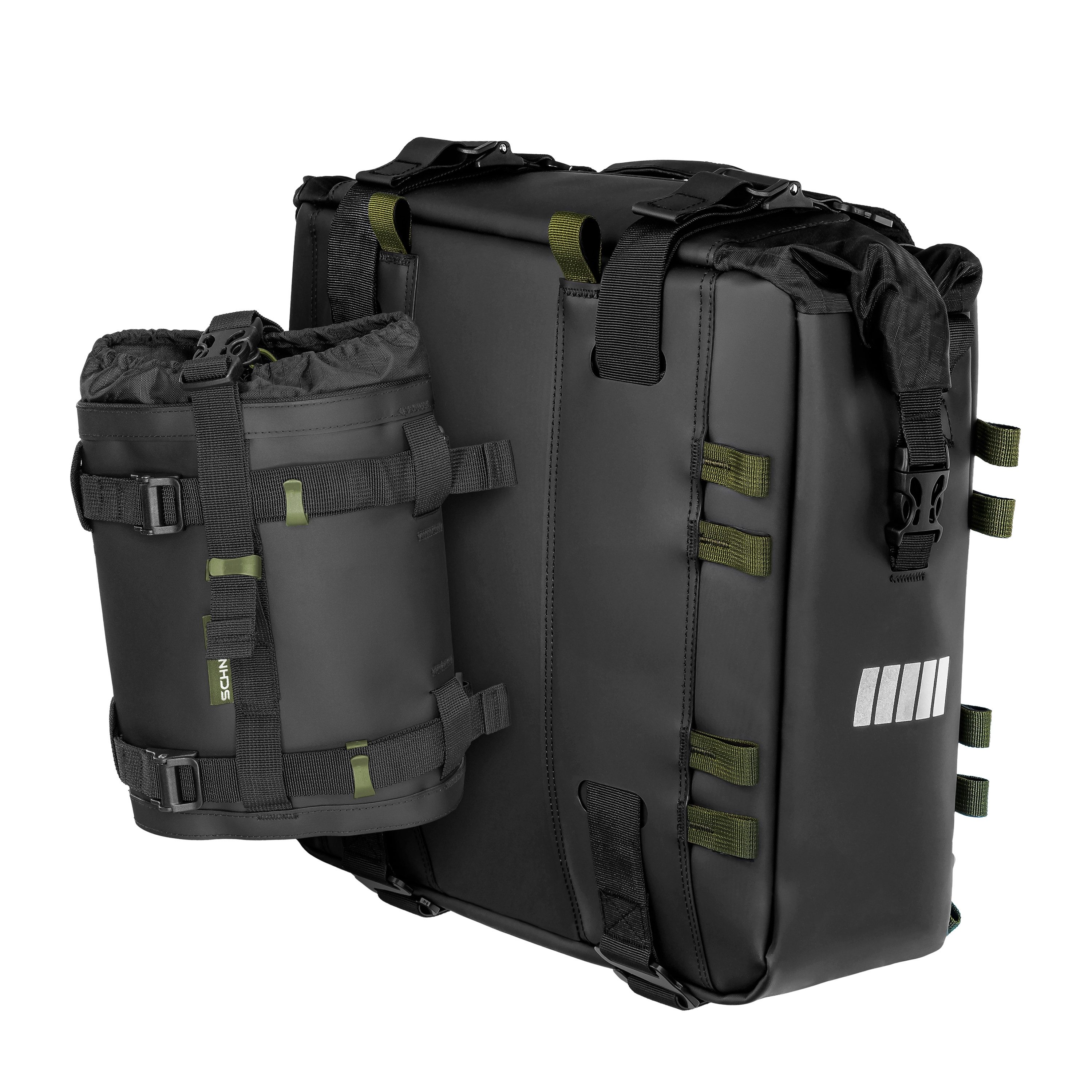 Gepäckträgertasche Motorrad Gepäck-Bundle: Flaschenhalter + Seitentasche S 22L von SCHNOR