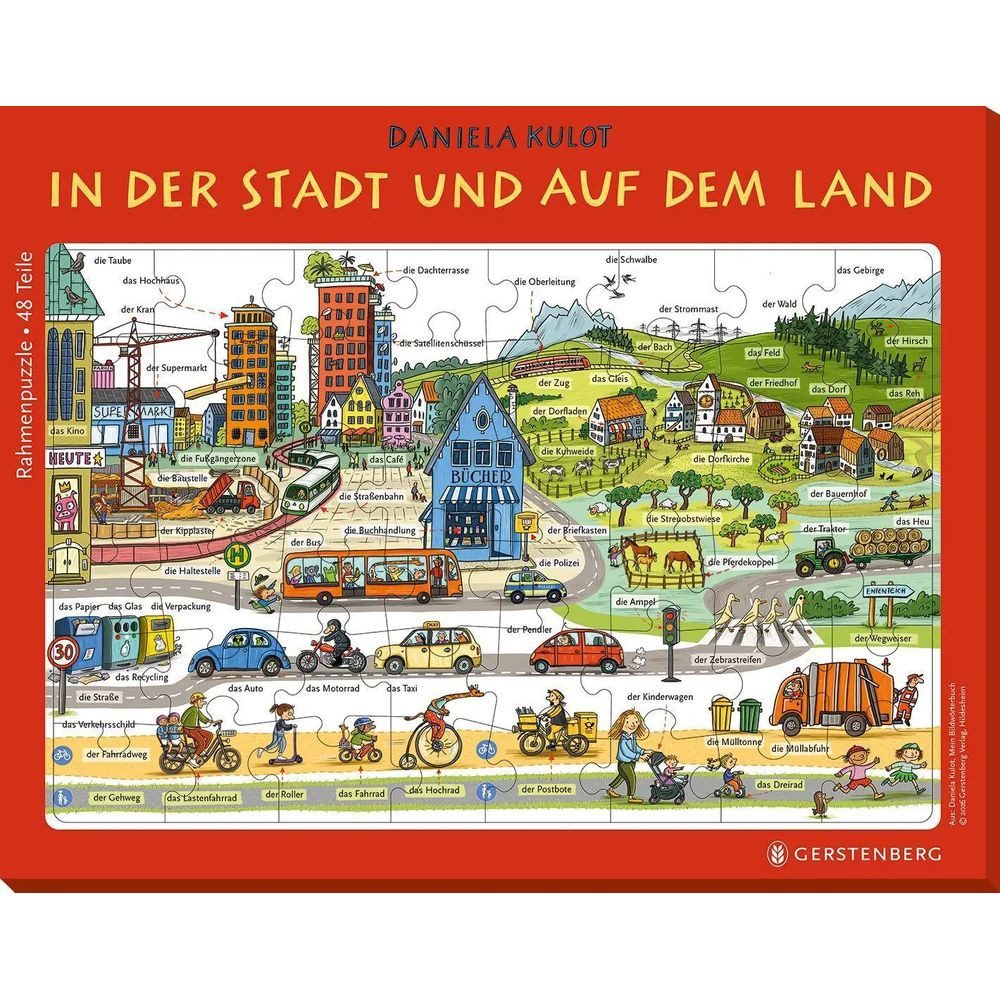 Gerstenberg Verlag Puzzle Rahmenpuzzle In der Stadt und auf dem Land - 48 Teile, 48 Puzzleteile
