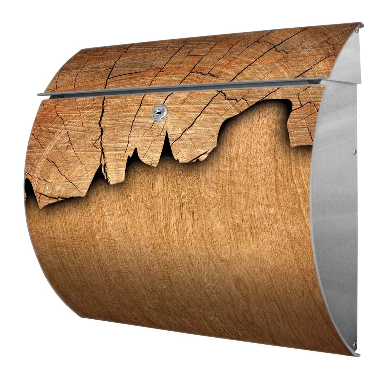 banjado Wandbriefkasten Edelstahl Holz (Wandbriefkasten UV- / Witterungsbeständig, Edelstahl), 37,6 x 33 x 10,6 cm