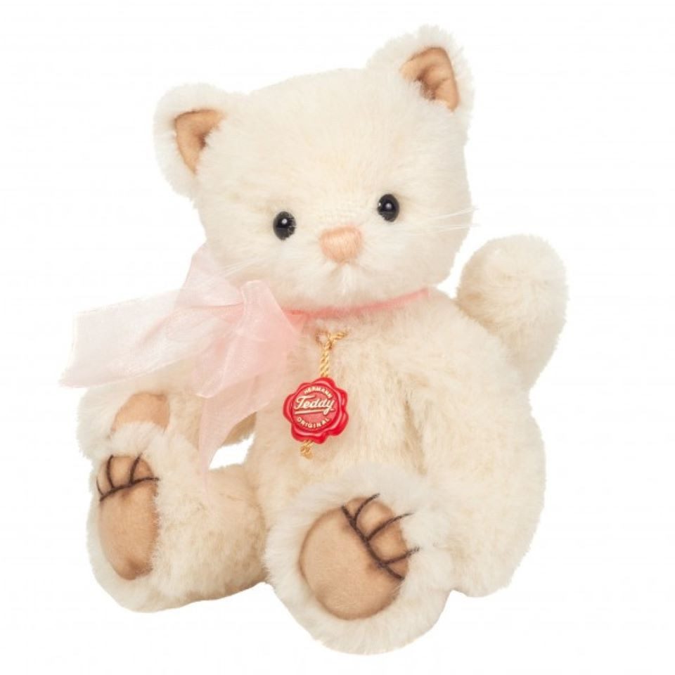 Teddy Hermann® Dekofigur Teddy Hermann Katze Audrey 21 cm creme mit Schleife rose