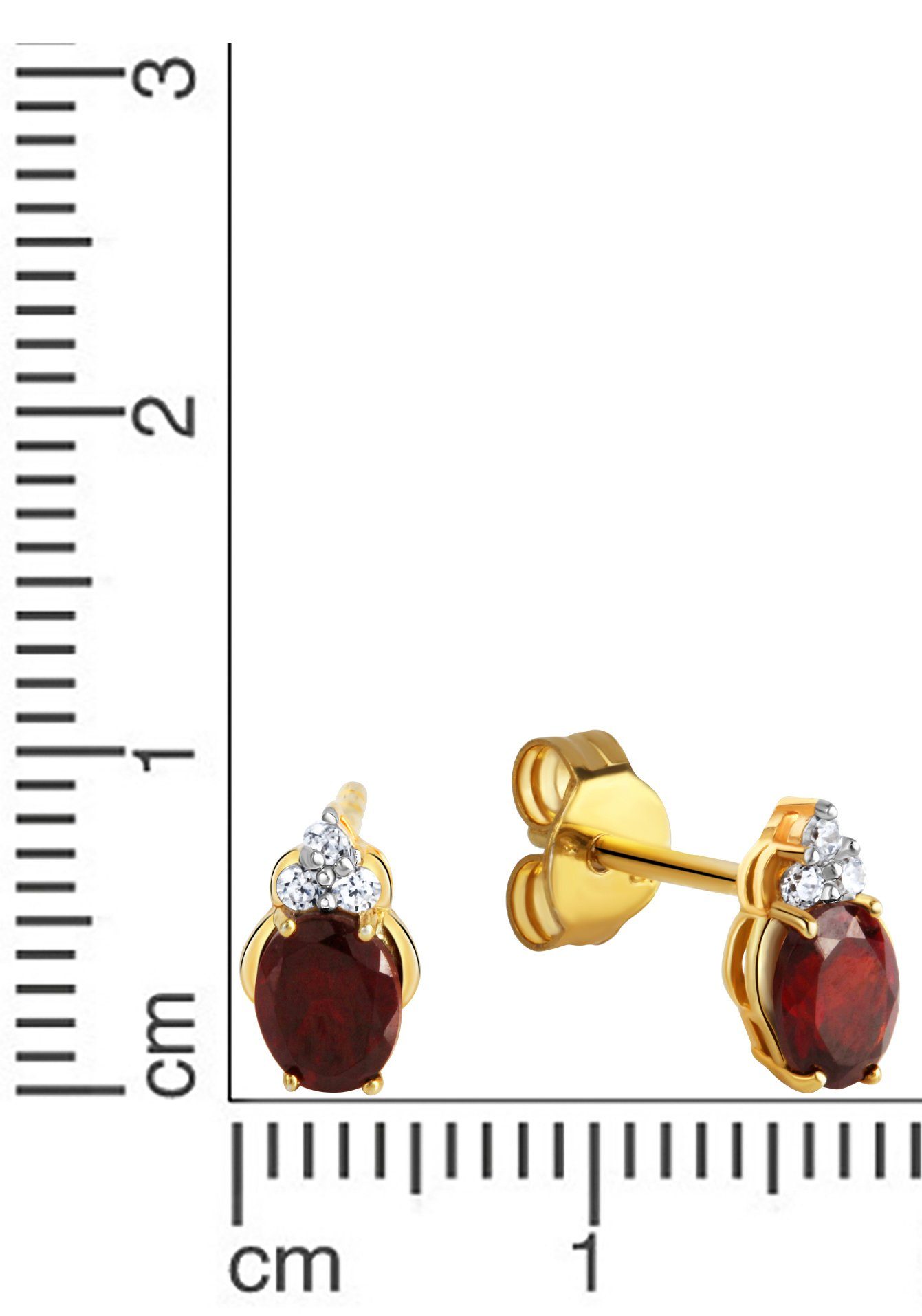 Firetti Paar Ohrstecker Schmuck Geschenk Silber 925 Ohrschmuck Edelstein Granat, mit Granat, Zirkonia (synth)
