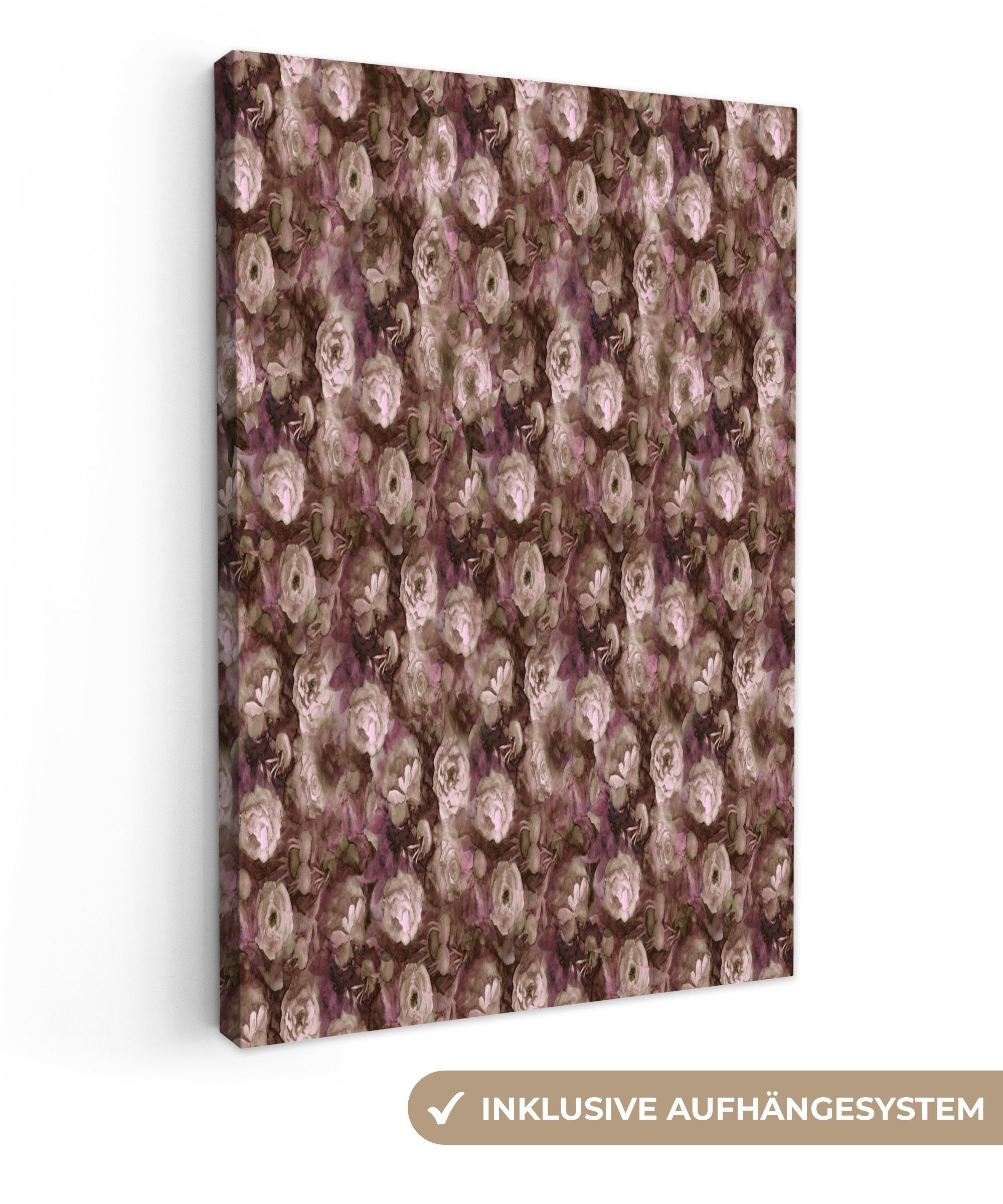 OneMillionCanvasses® Leinwandbild Blumen - Rosen - Pastell, (1 St), Leinwandbild fertig bespannt inkl. Zackenaufhänger, Gemälde, 20x30 cm