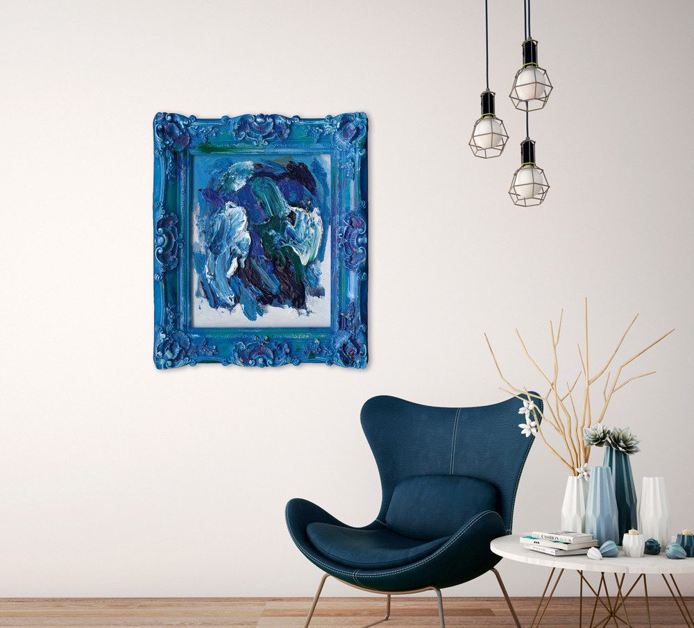 ArtUniverse Gemälde Leinwandbild Barock en vogue blau 60 x 70 cm, Abstrakt