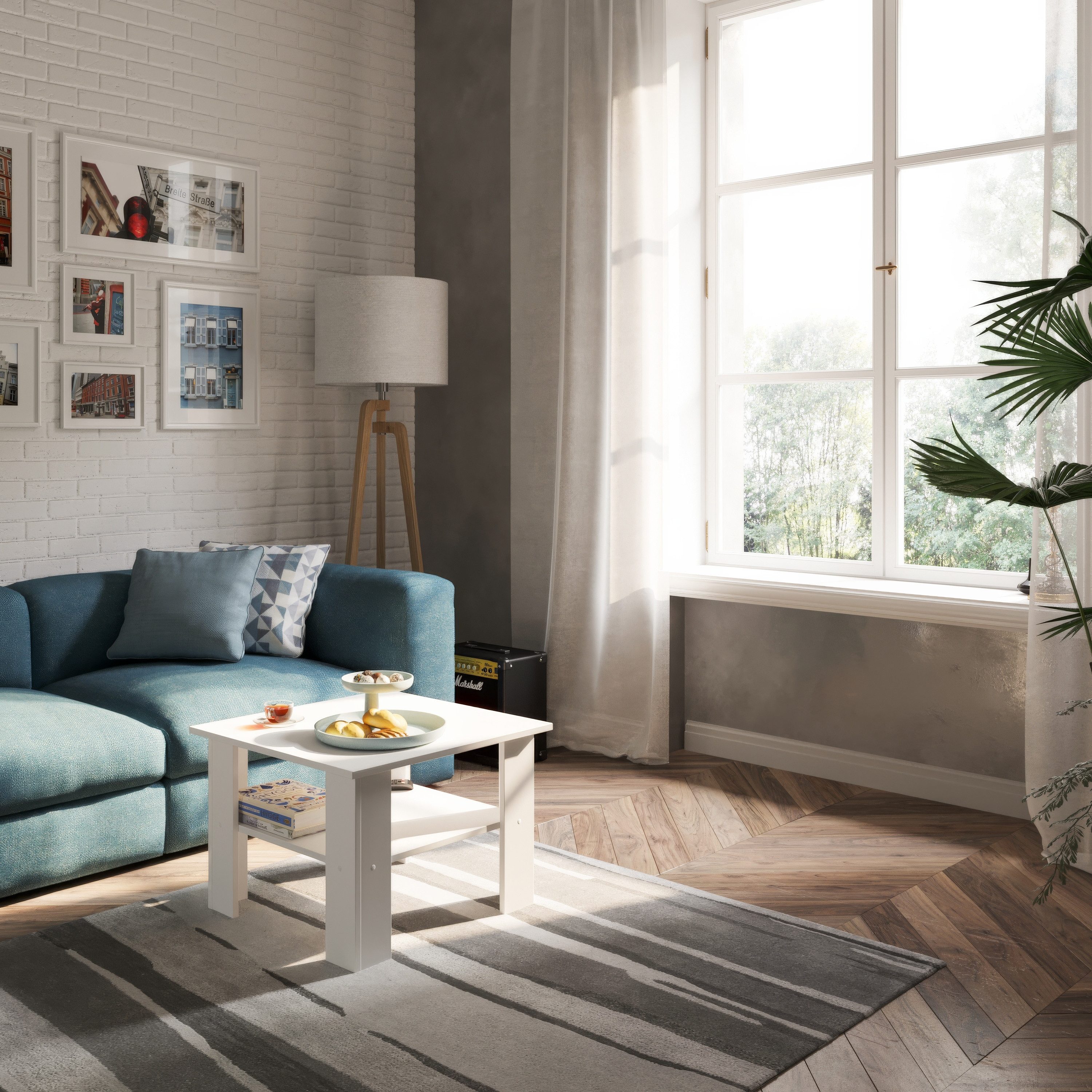 KOMTO Couchtisch Wohnzimmertisch Modern Coffee Table Tisch Holz Beistelltisch (Tisch Wohnzimmer Sofatisch Stubentisch, Wohnzimmer Tisch für Couch, Spanplatte, V – Bild 4 von 5