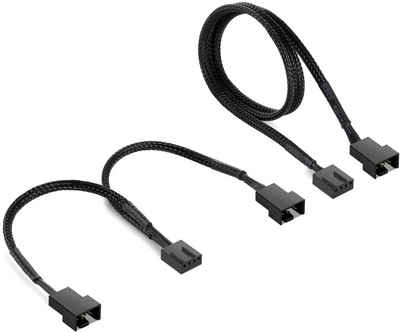 Poppstar 4-Pin oder 3-Pin Lüfter Kabel Set (15cm Y-Kabel) Computer-Kabel, 1x Buchse auf 2x Stecker (60 cm), Verlängerungskabel Anschluss Prozessor-/ Gehäuselüfter an Mainboard