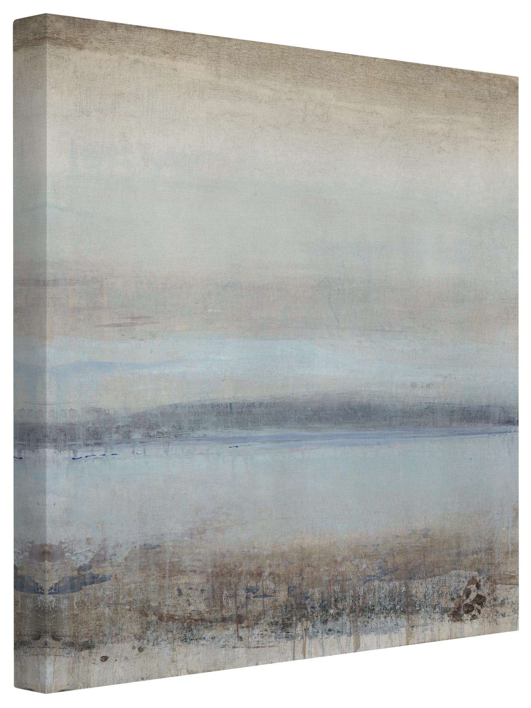 Bilderdepot24 Leinwandbild Abstrakt Modern Horizont Blau blau Bild auf Leinwand Groß XXL, Wohnzimmer Schlafzimmer Küche Flur Wandbild Kunstdruck Wanddeko Druck