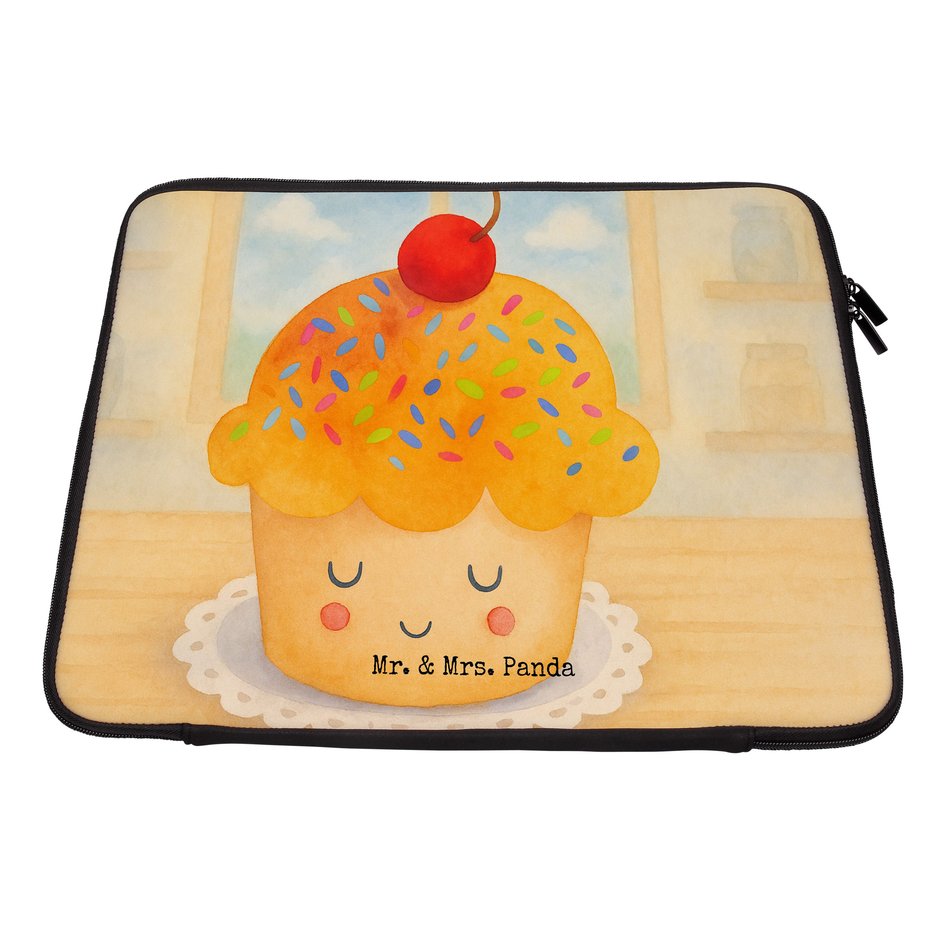 Mr. & Mrs. Panda Laptop-Hülle Cupcake Design, Laptop Tasche 13" 34 x 26,5 cm, Weiß, Wunder, Muffin, Computertasche Motivation Sprüche Notebook Sleeve