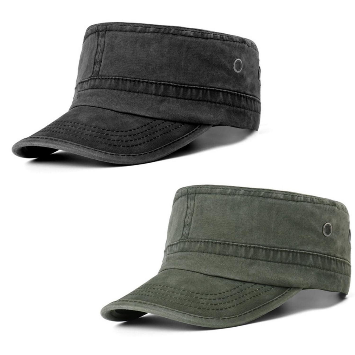 LuxusKollektion Army Cap Baseballcap Herren Militär 2er Set Baumwolle M-L Armeegrün Schwarz
