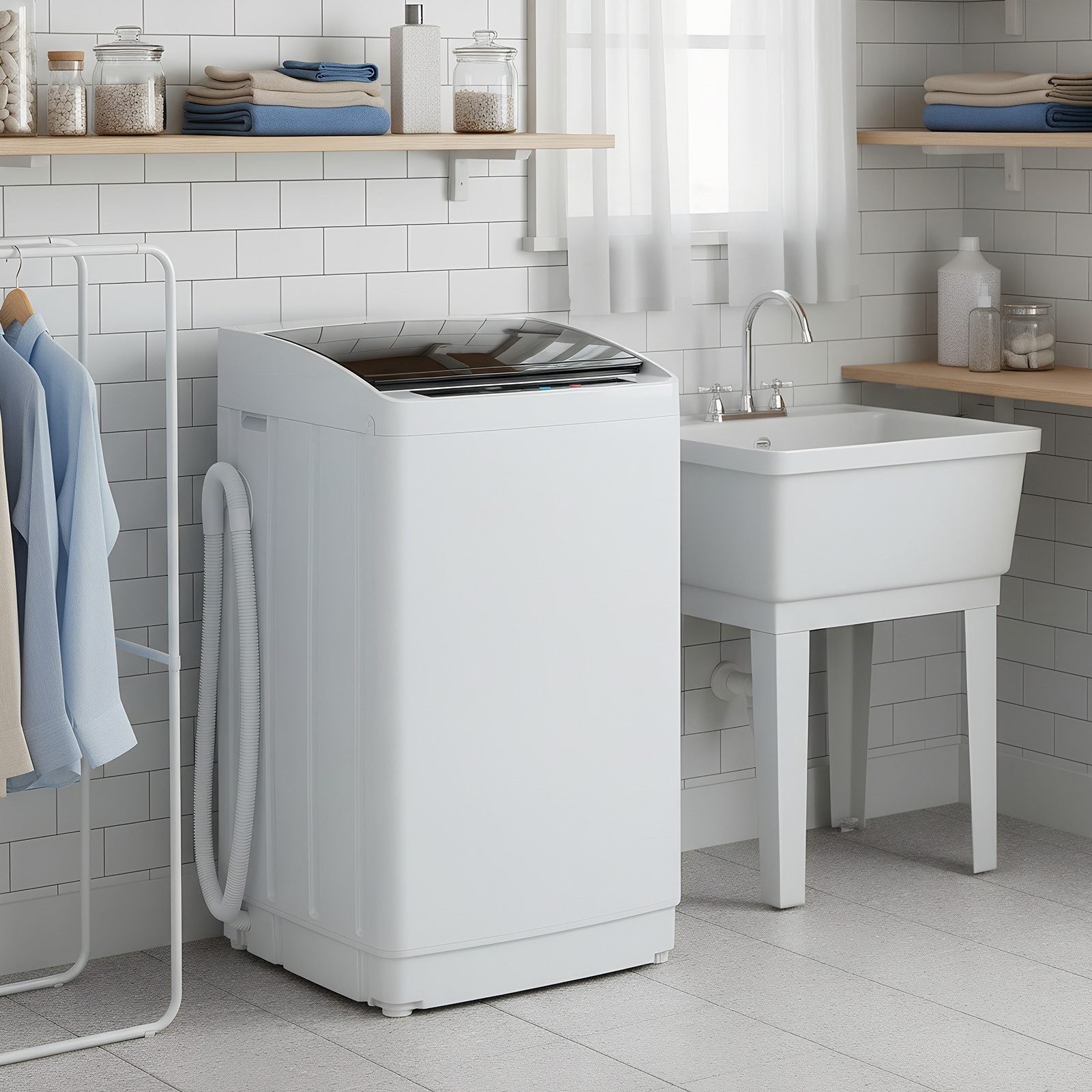 LALAHO Waschmaschine Toplader XQB70-168, 26-Minuten-Schnellwaschgang