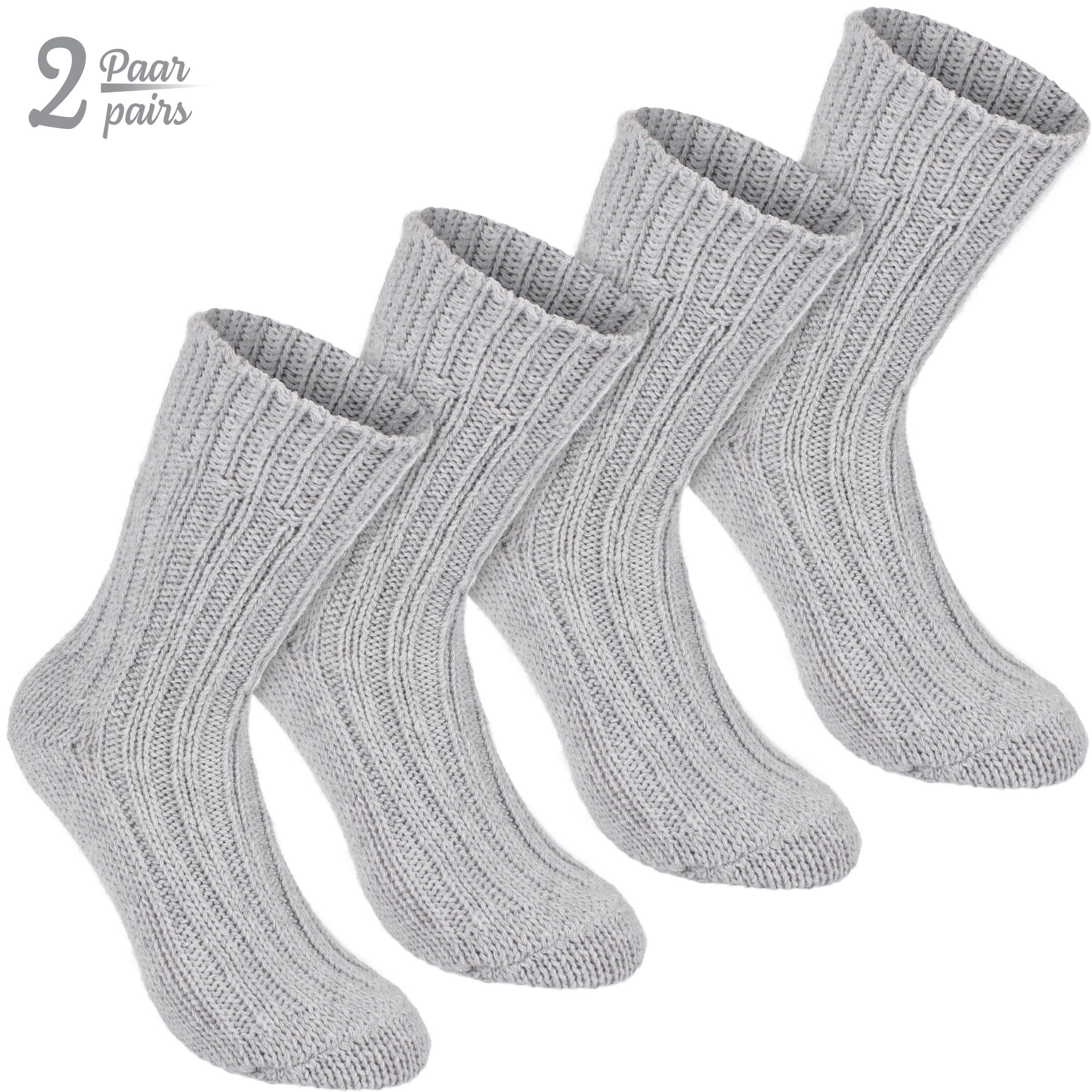 und Damen Stricksocken Winter - - mit Schafwolle Socken (2-Paar) Thermosocken BRUBAKER Set Grau Warm Wintersocken Flauschig Wollsocken und - Herren für