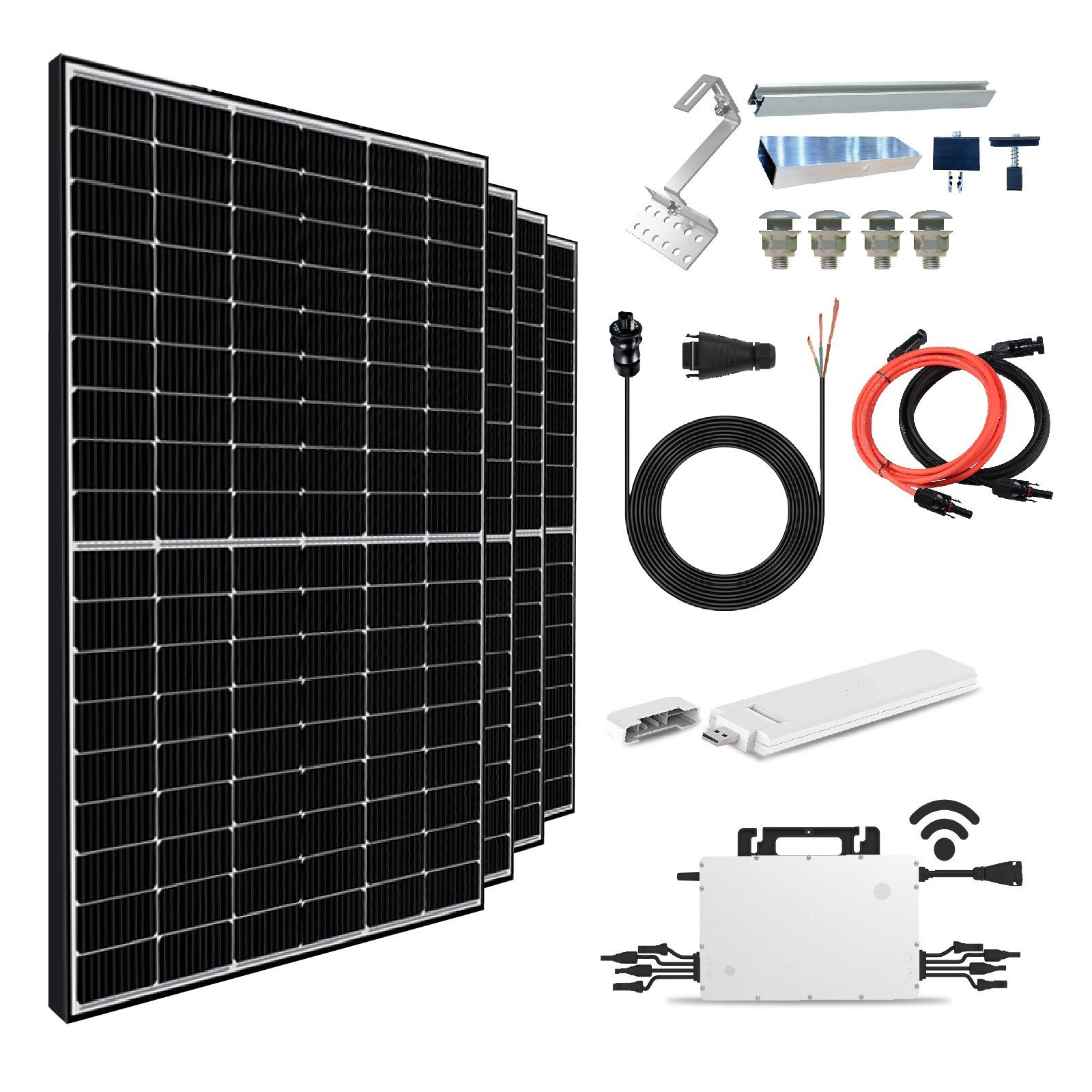 Campergold Solaranlage 1660W Photovoltaik Wechselrichter, Ziegeldach, DTU-WLite-S HMS-1600-4T PV-Montage Balkonkraftwerk, Hoymiles