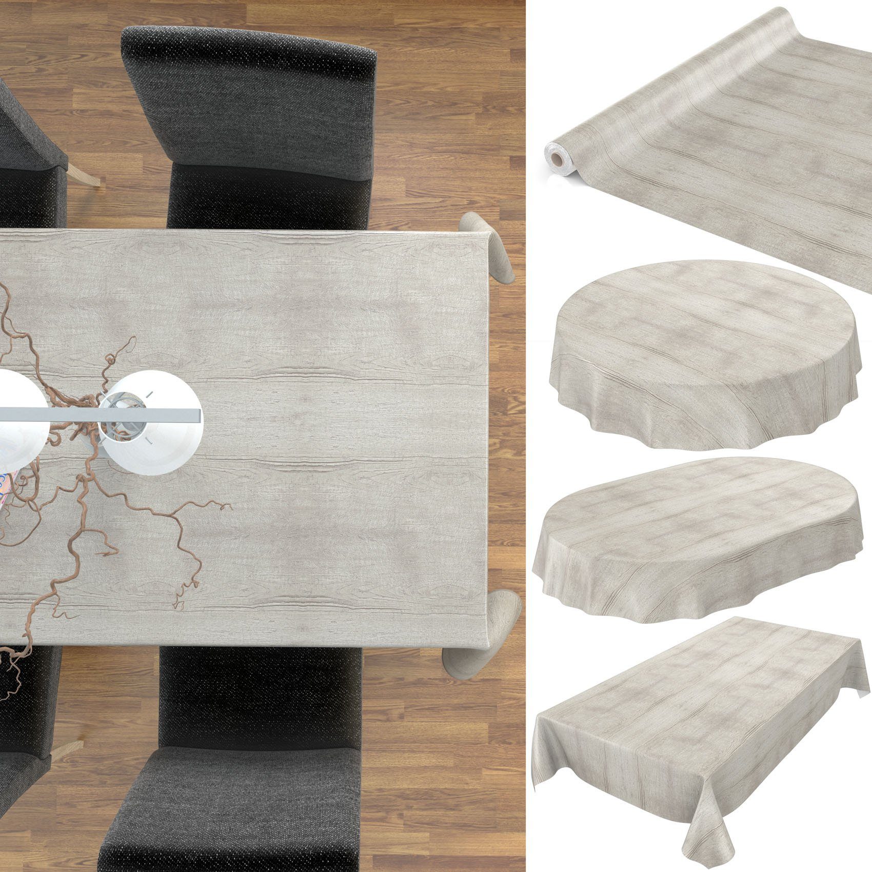 ANRO Tischdecke Wachstuchtischdecke Gartentischdecke Wachstischdecke (Einzelstück 1-tlg), Glatt Rund 120cm wasserabweisend
