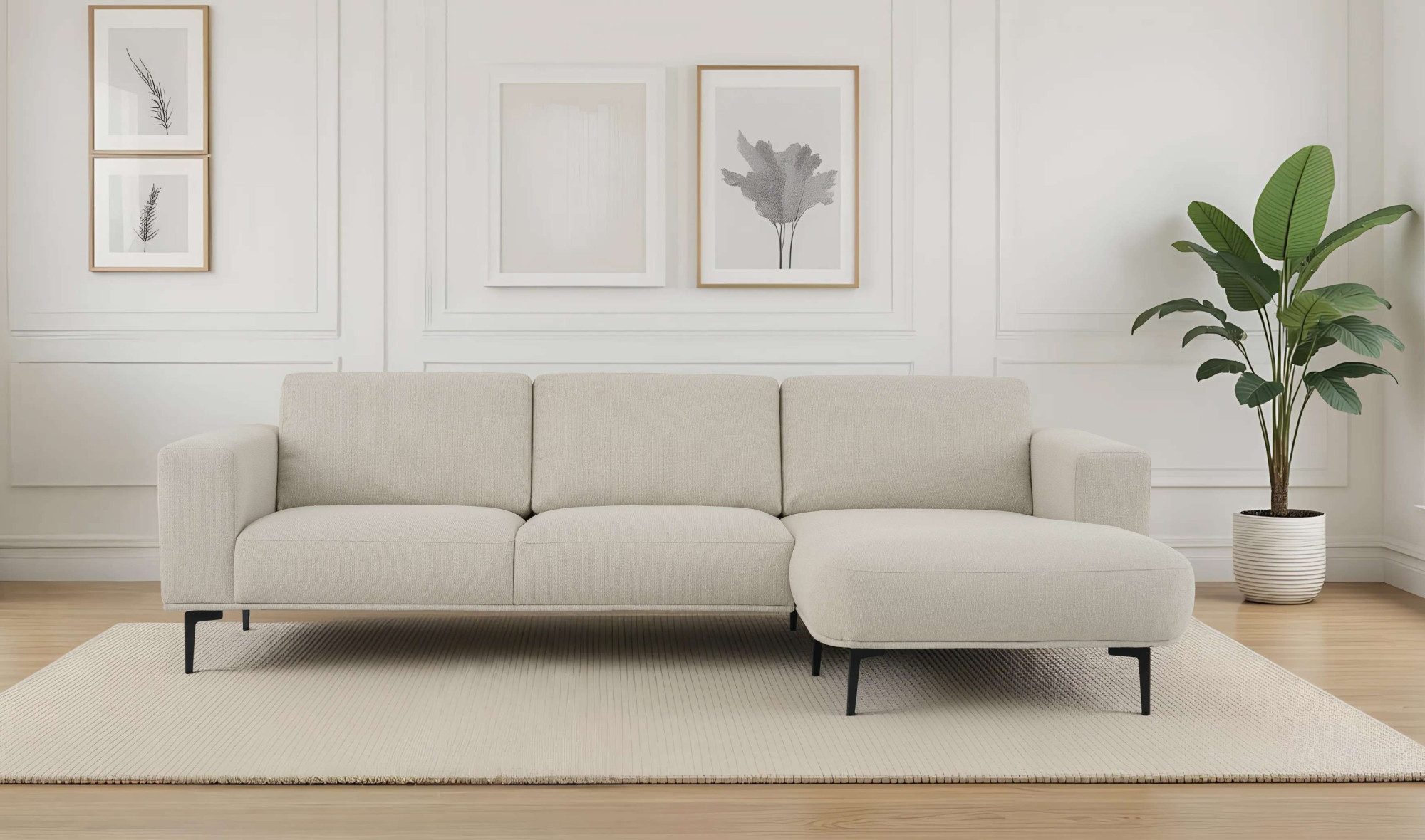 OTTO home Ecksofa Lillith, 289 cm, L-Form, gemütlicher Sitzkomfort, Eckcouch mit runder Recamiere links/rechts, Strukturstoff