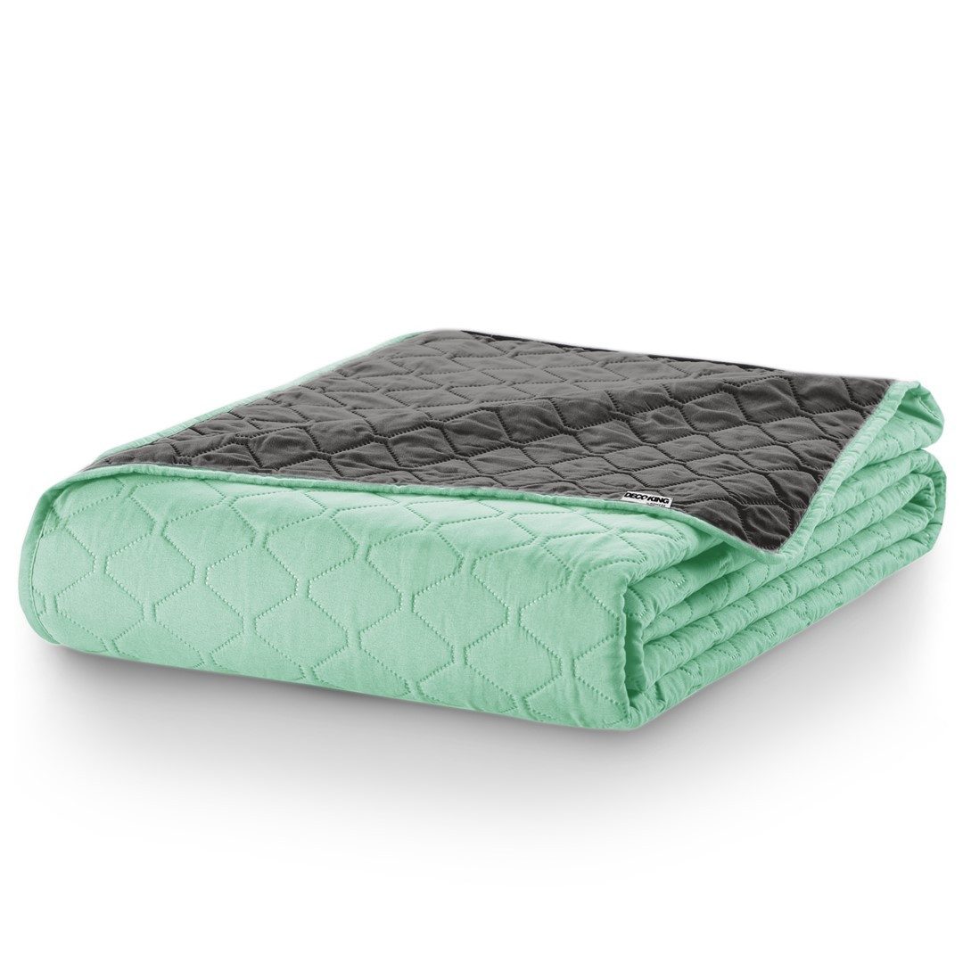DecoKing Tagesdecke Bettüberwurf mit Uni Wendedesign leichte Allzweckdecke Wohndecke, Wendedesign, Zweifarbig, Steppung