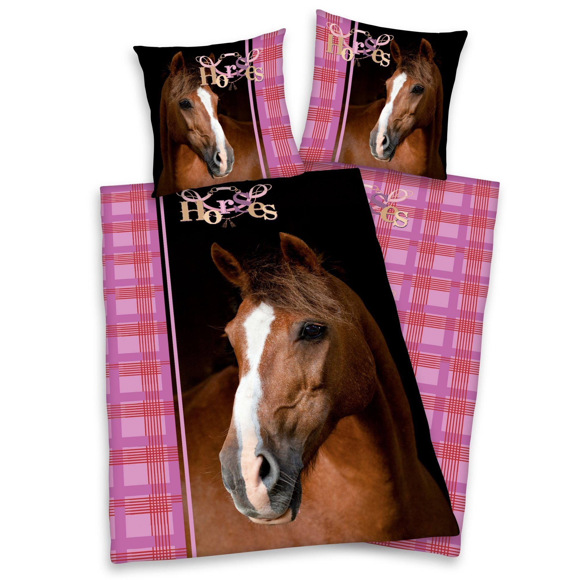 Herding Kinderbettwäsche Herding Bettwäsche Pferd 135 x 200cm 80 x 80 cm 100% Baumwolle, 1 teilig, Langlebig