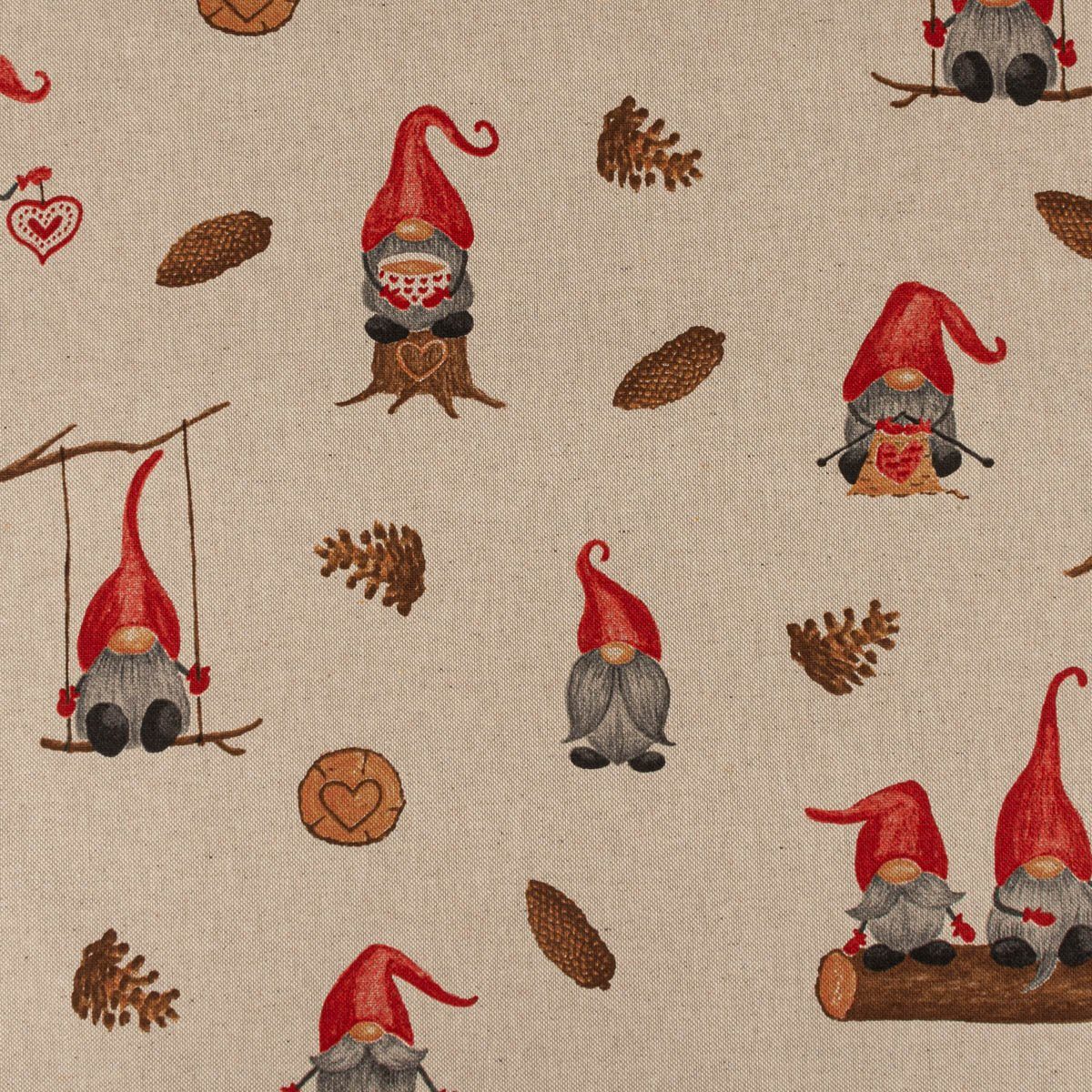 SCHÖNER LEBEN. Tischdecke Weihnachtstischdecke Tomte Weihnachtswichtel natur div. Größen, handmade