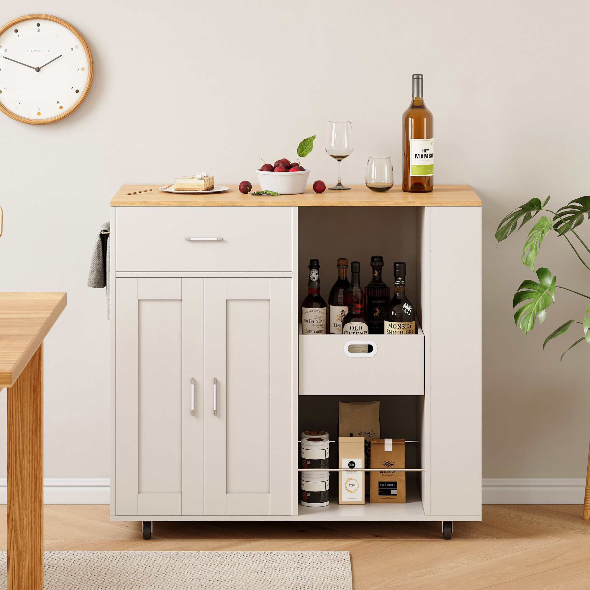 FUROKOY Kücheninsel Küchenwagen auf Rollen, Holz Bewegliche Kücheninsel, (m günstig online kaufen